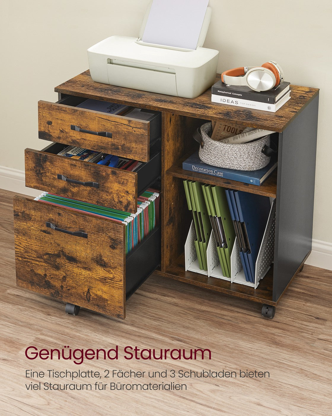Industriestil Aktenschrank mit Rollen