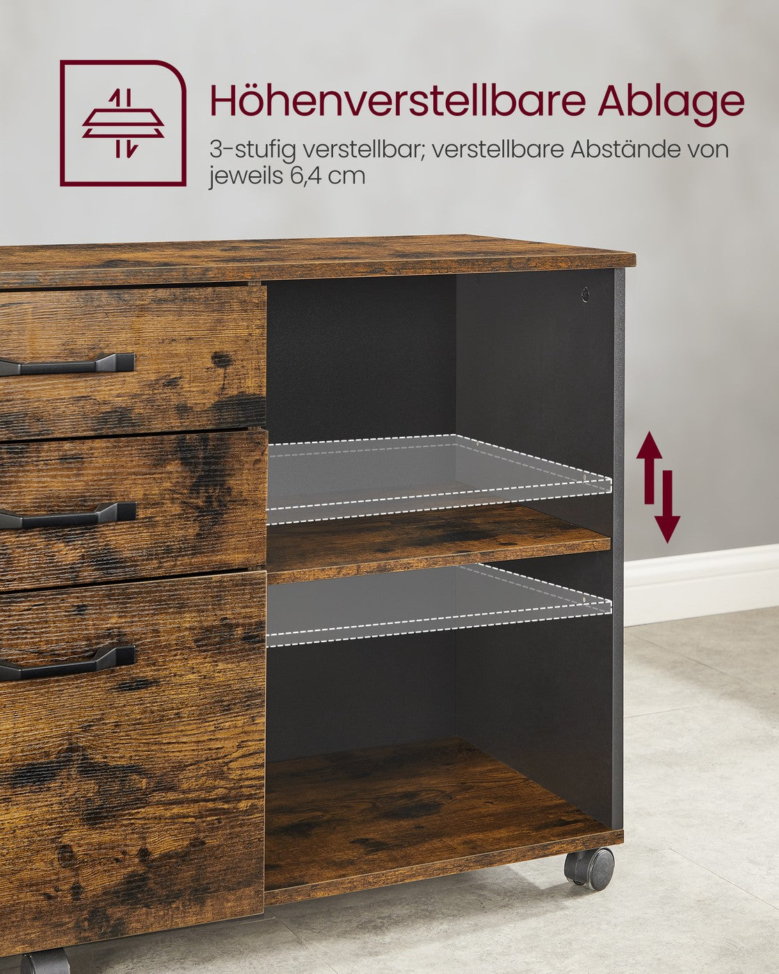 Industriestil Aktenschrank mit Rollen