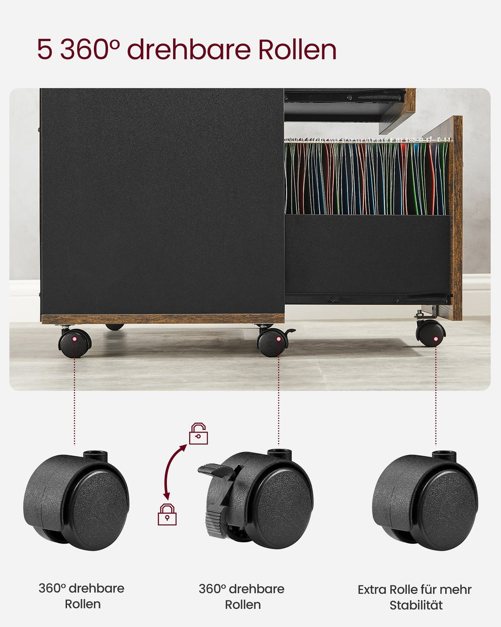 Industriestil Aktenschrank mit Rollen