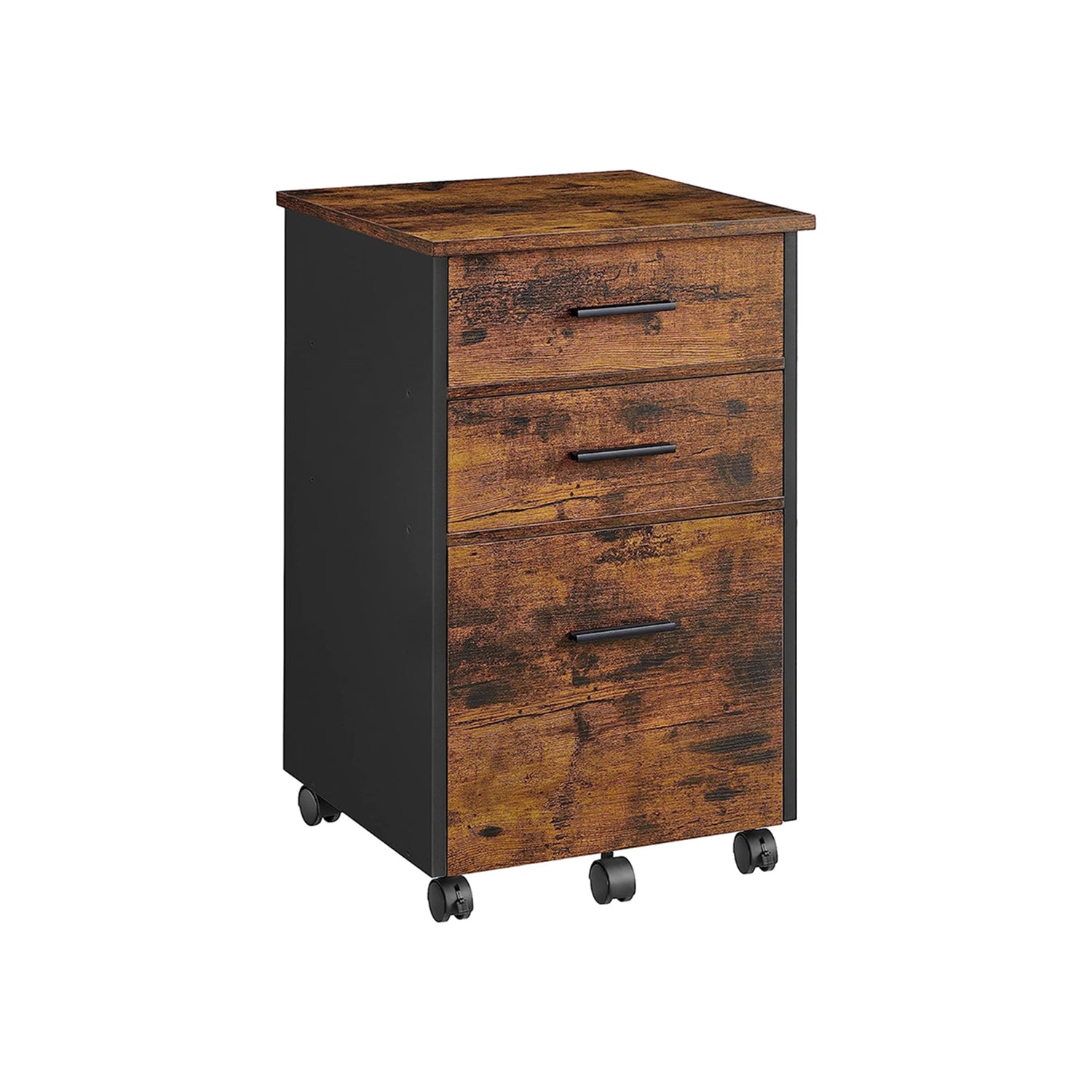 Rollcontainer mit 3 Schubladen vintagebraun-schwarz