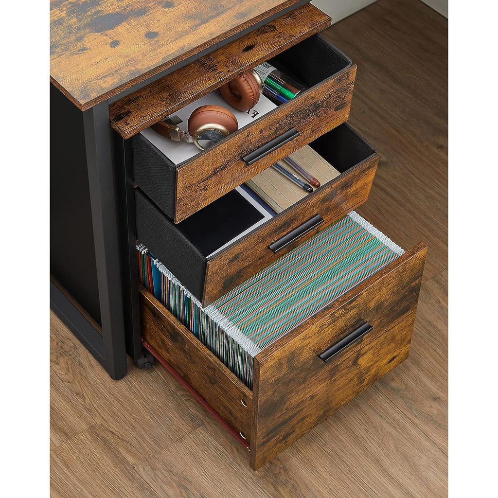 Rollcontainer mit 3 Schubladen vintagebraun-schwarz