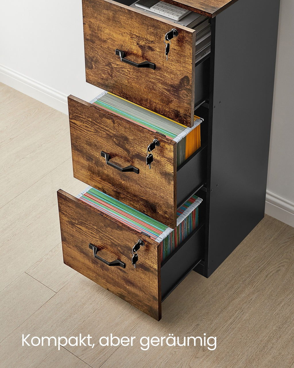 Aktenschrank mit 3 abschließbaren Schubladen