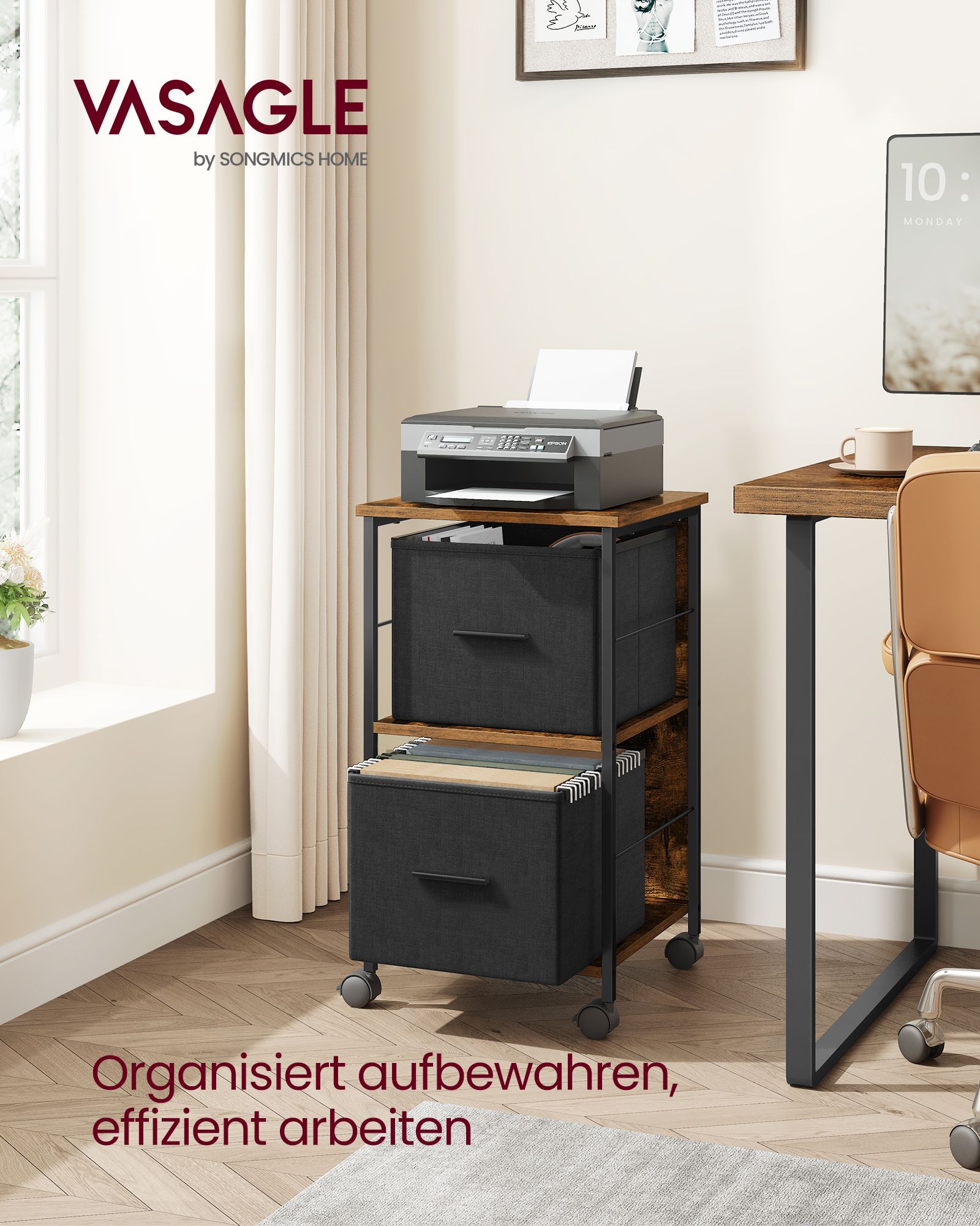 Aktenschrank mit 2 Schubladen vintagebraun-tintenschwarz
