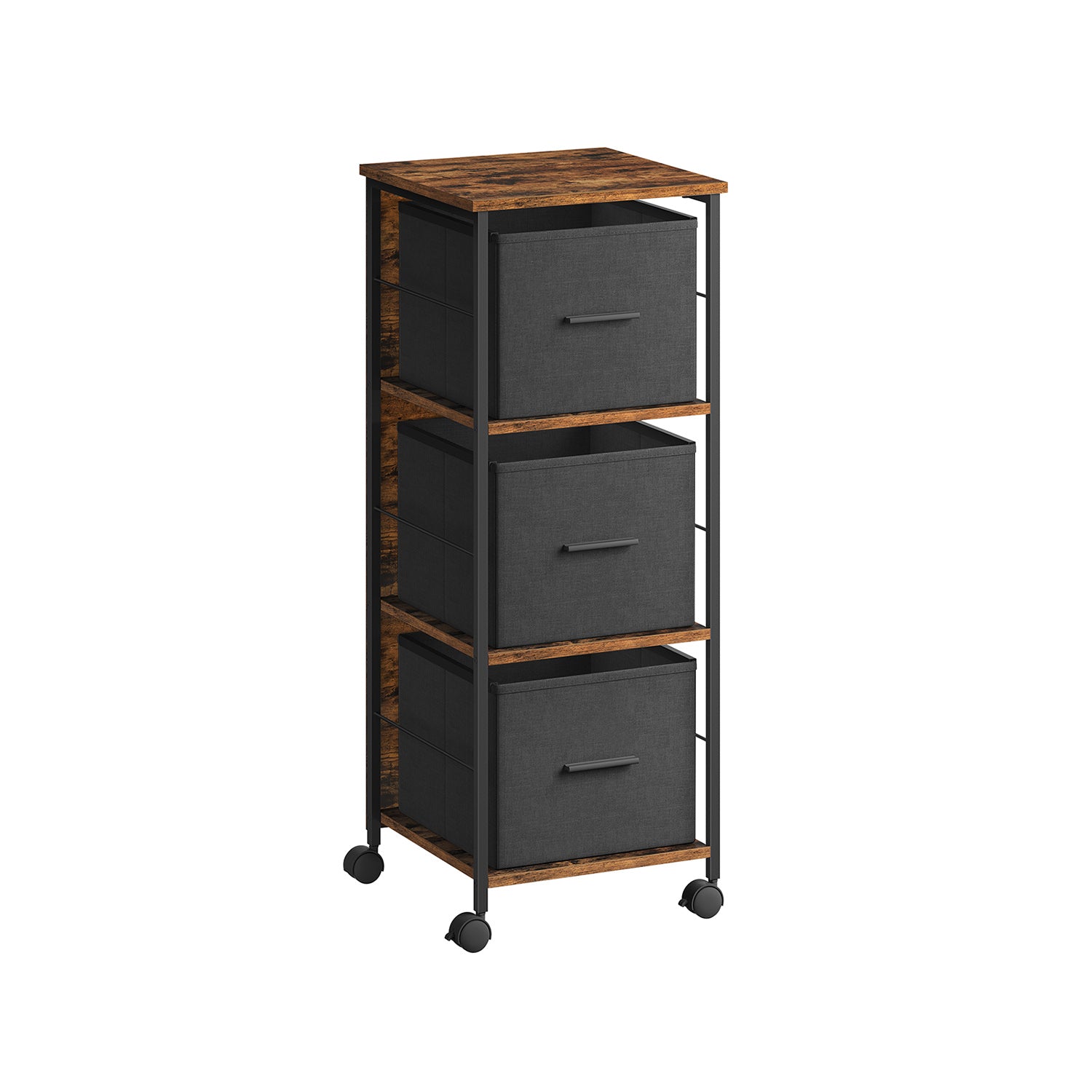 Aktenschrank mit 3 Schubladen vintagebraun-tintenschwarz