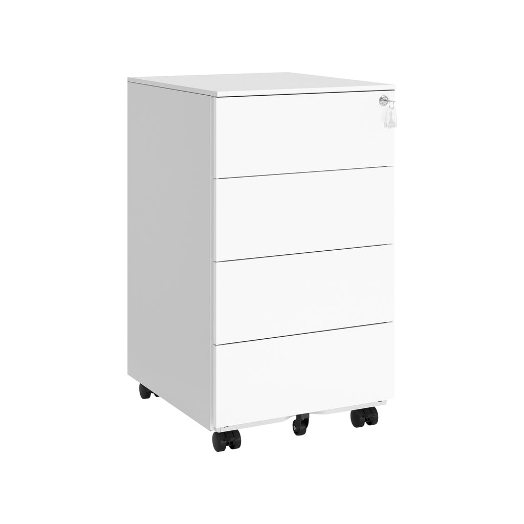 Rollcontainer mit 4 Schubladen und Rädern wolkenweiß