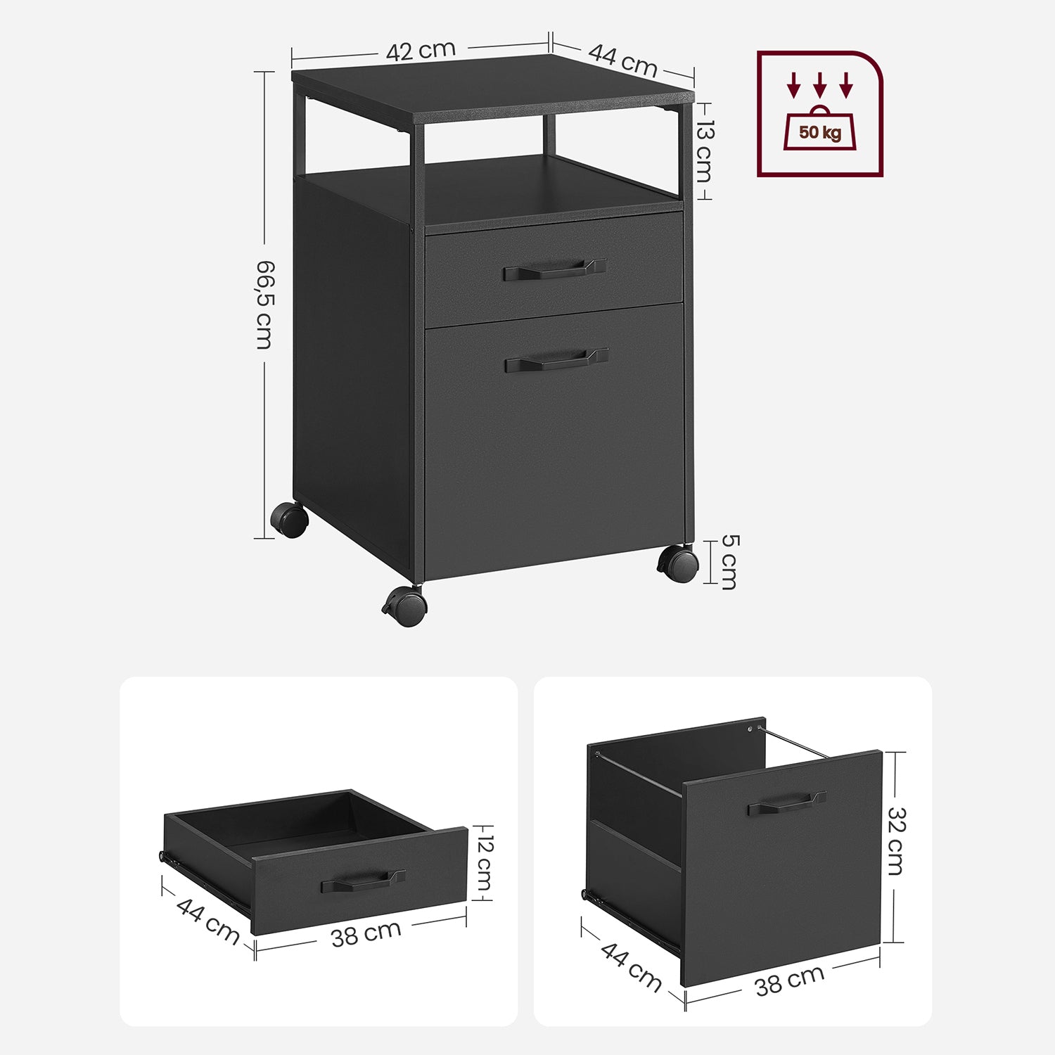 Rollcontainer mit 2 Schubladen