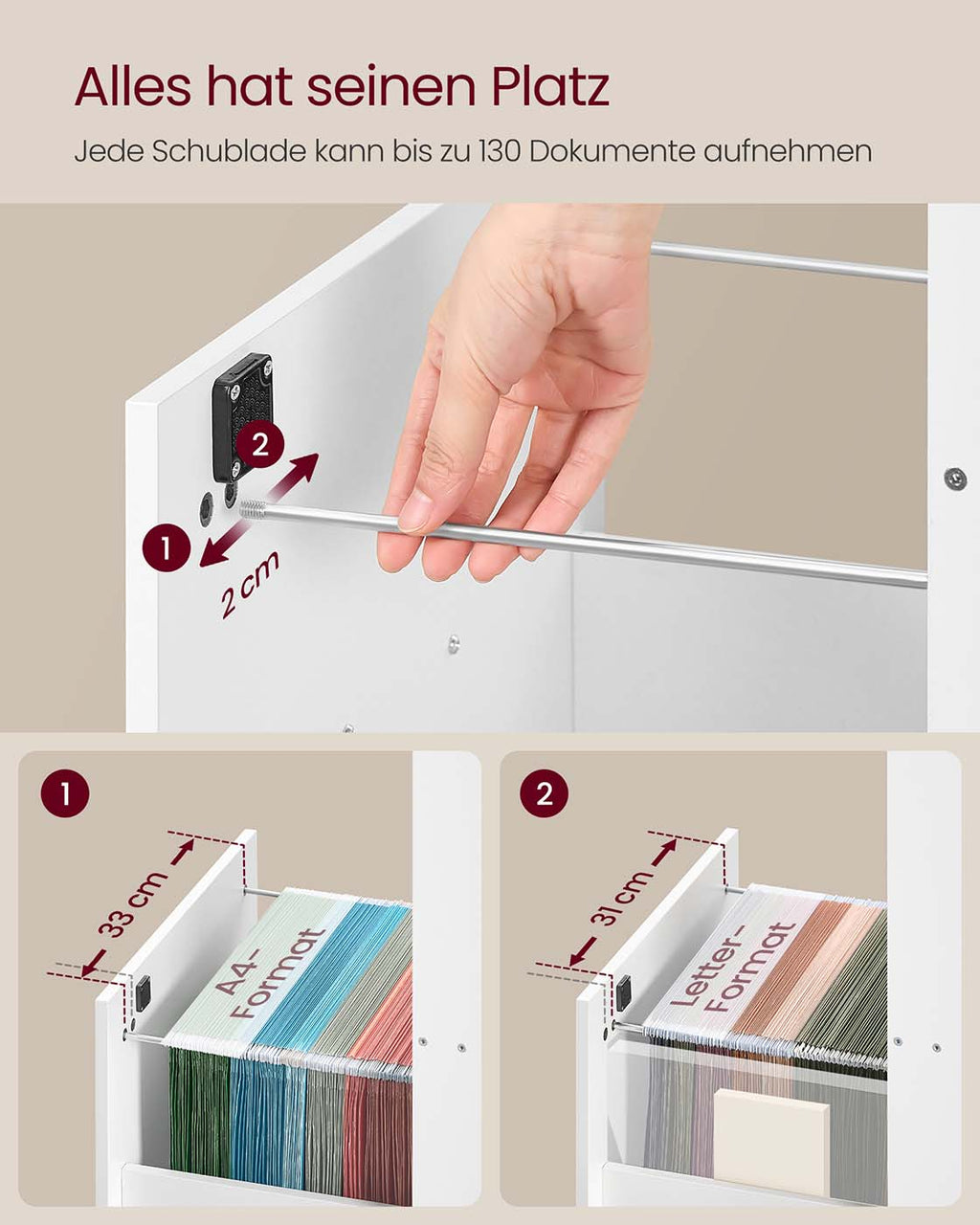 Aktenschrank mit 4 abschließbaren Schubladen