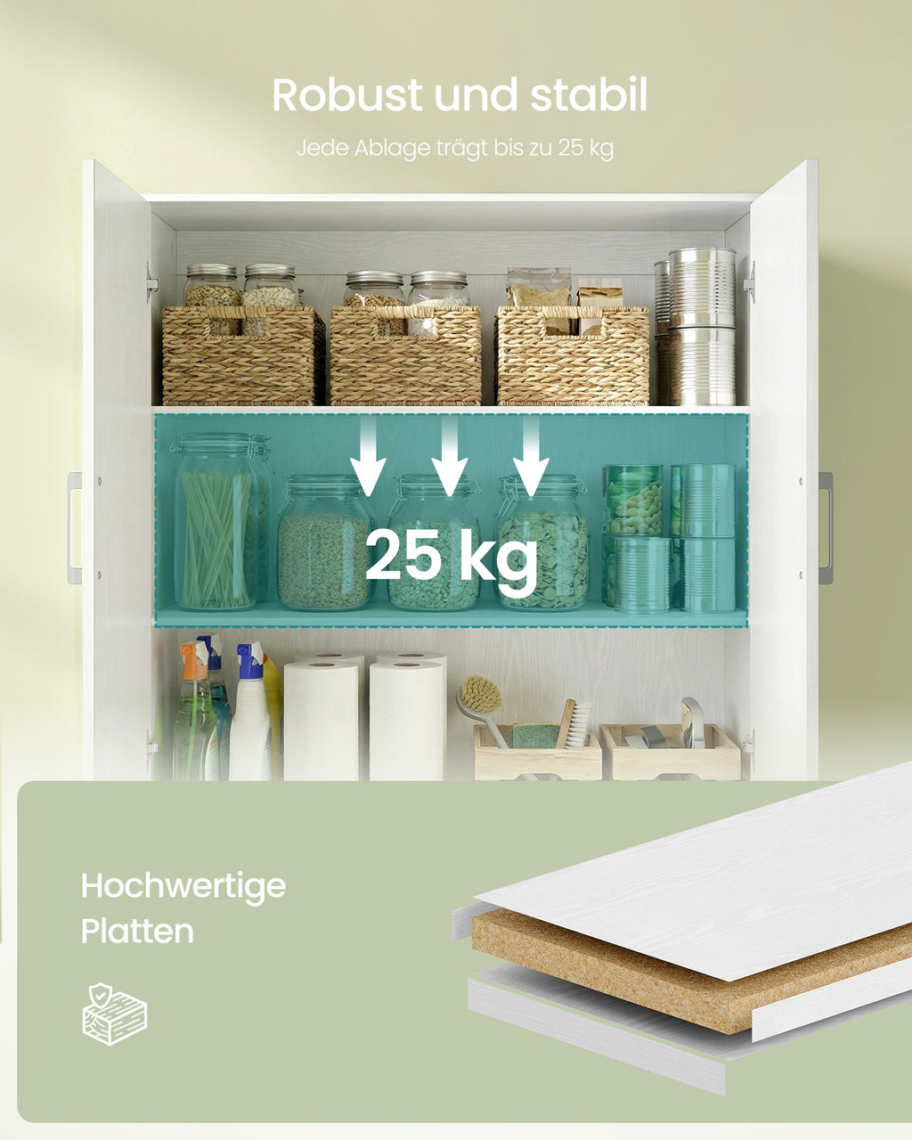 Mehrzweckschrank, mit Griffen, Holzspanplatte