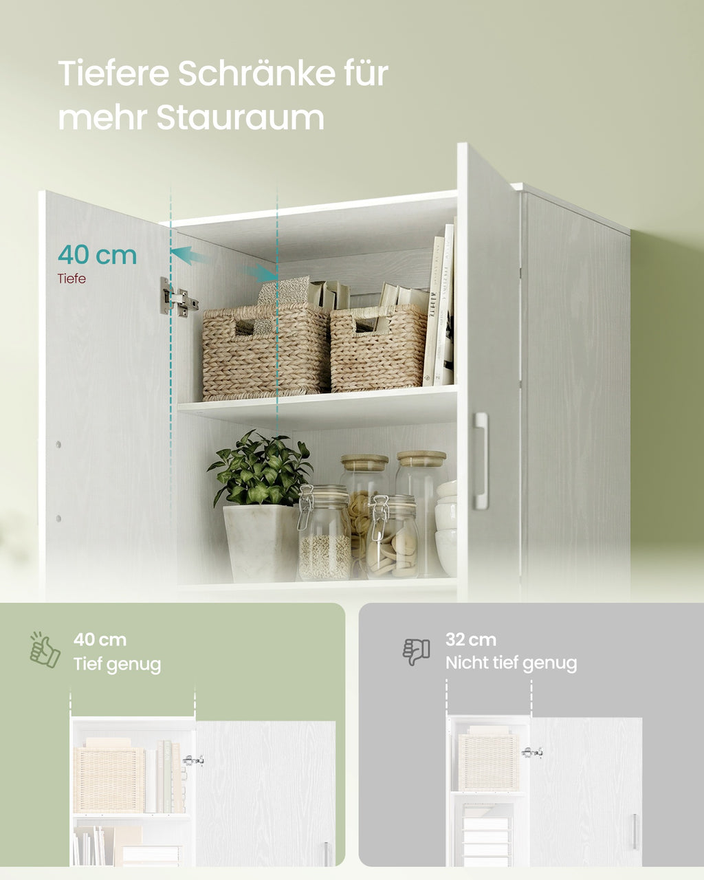 Mehrzweckschrank, mit 4 Türen, 5 Ablagen, Büroschrank, Aufbewahrungsschrank, Kleiderschrank, mit Griffen