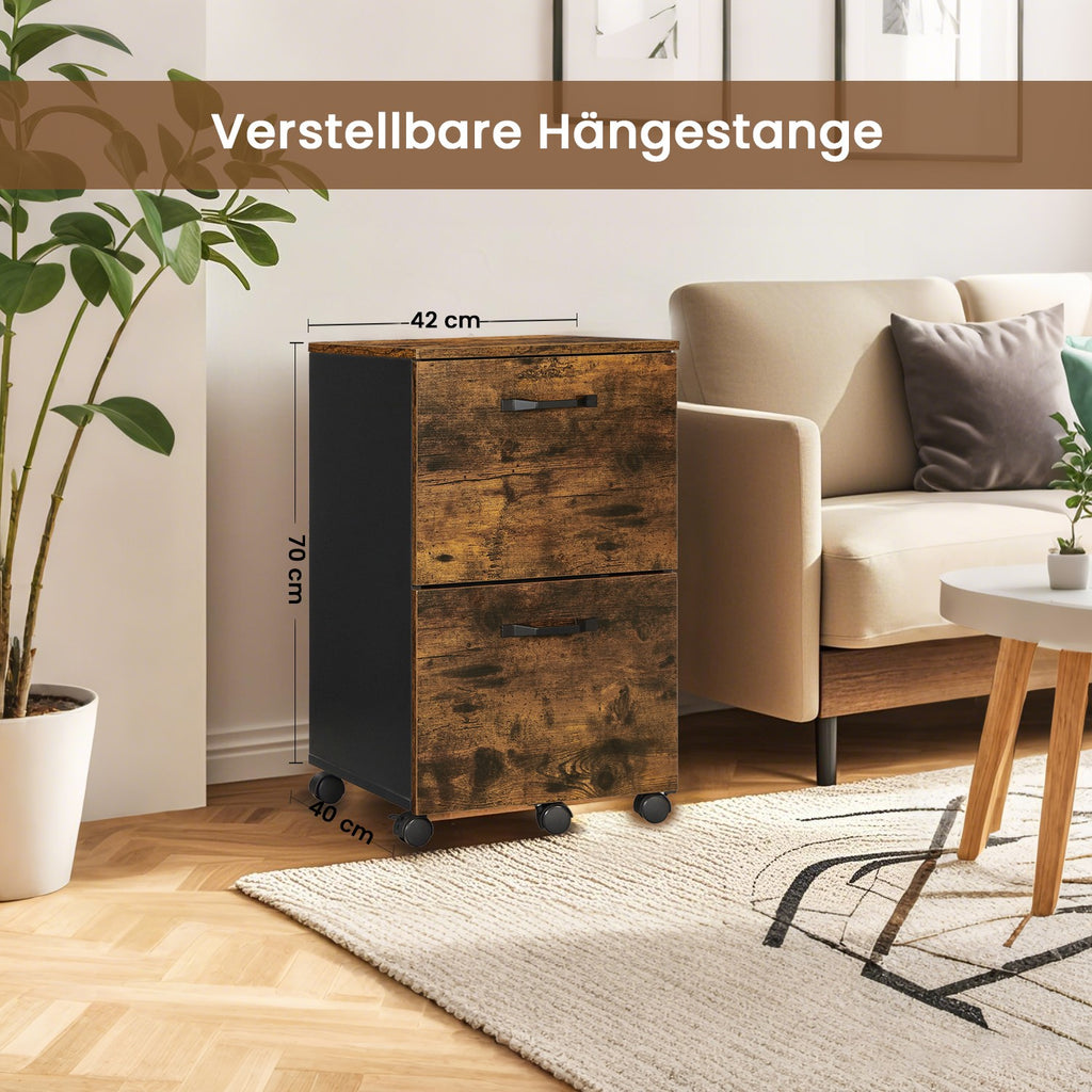Rollcontainer mit 2 Schubladen, Aktenschrank, mit Rollen