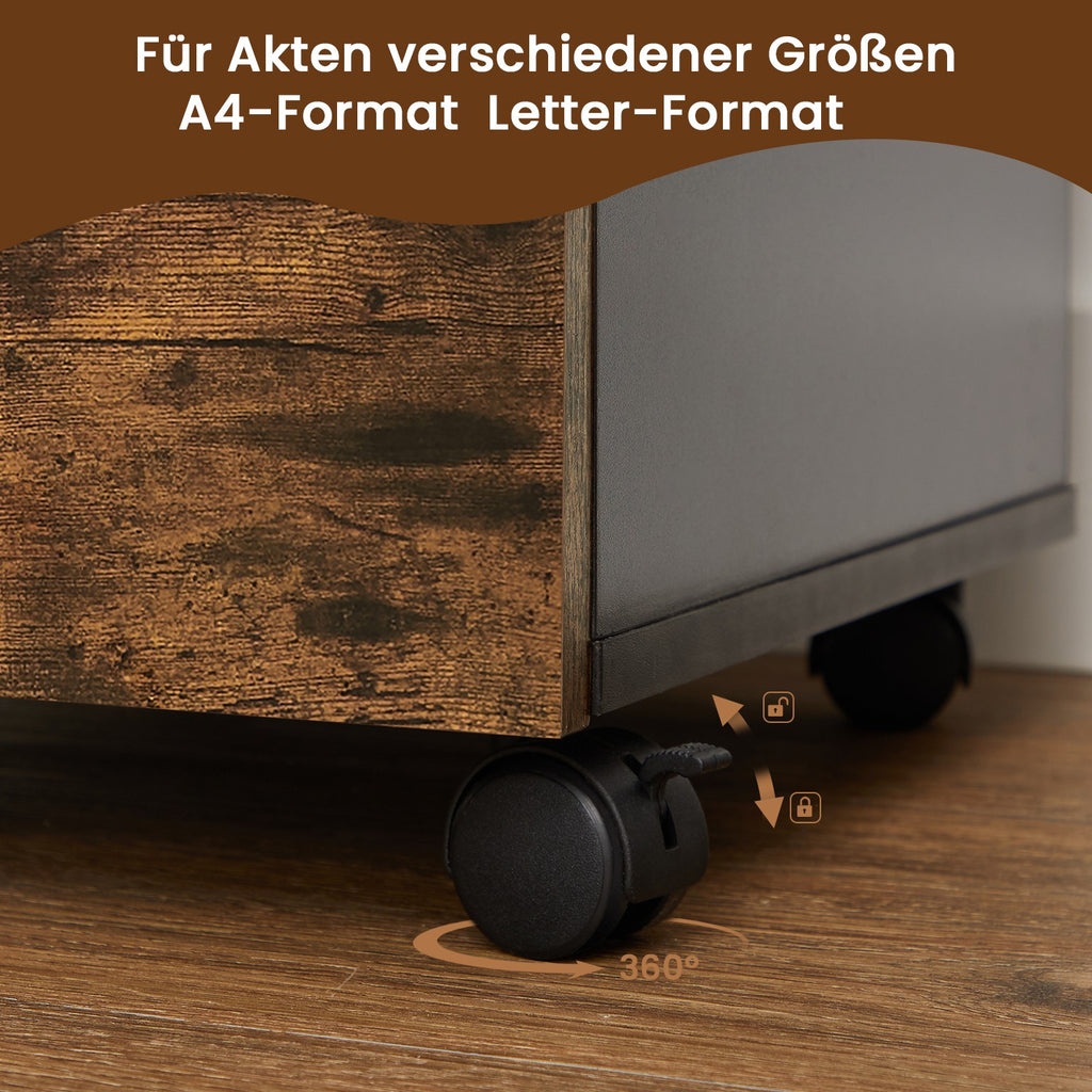 Rollcontainer mit 2 Schubladen, Aktenschrank, mit Rollen