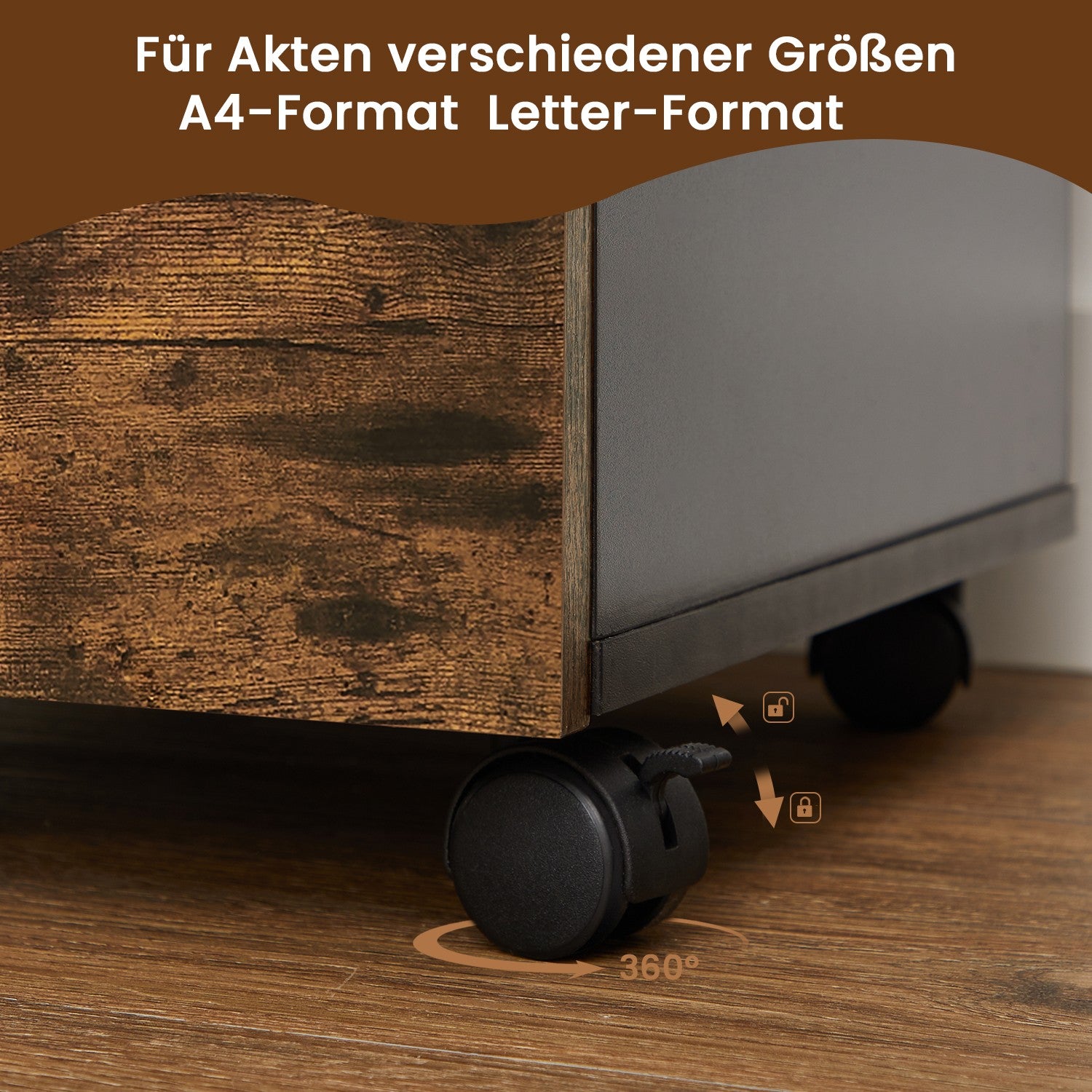 Rollcontainer mit 2 Schubladen, Aktenschrank, mit Rollen