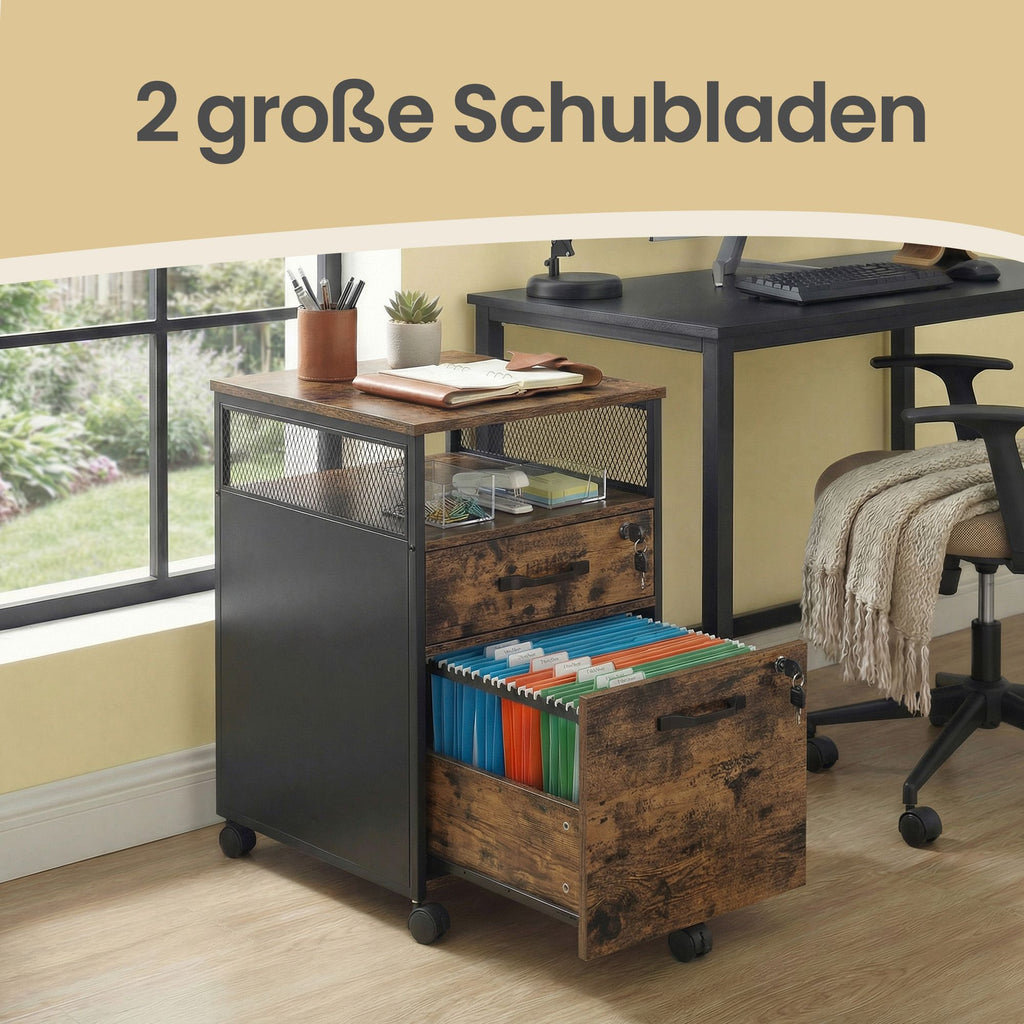 Mobiler Aktenschrank, mit 2 Schubladen, Hängeregistratur