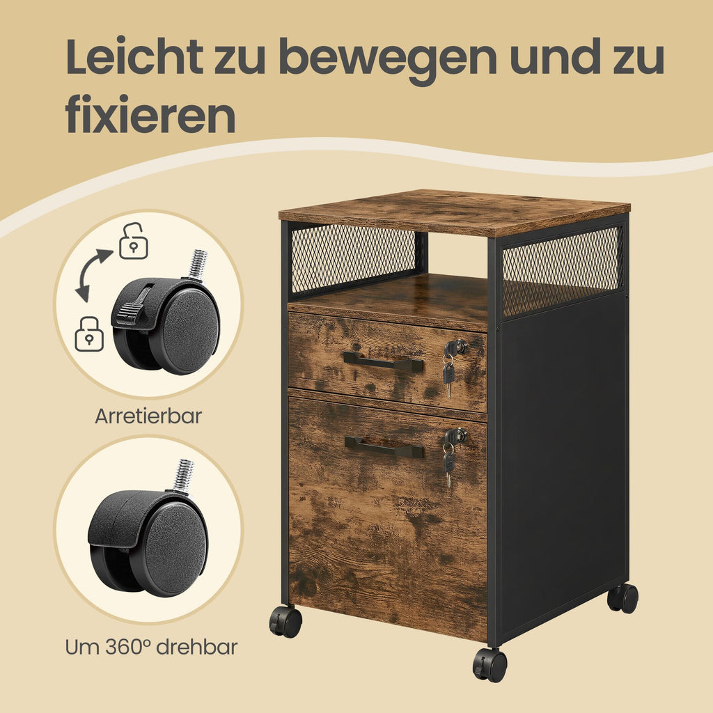 Mobiler Aktenschrank, mit 2 Schubladen, Hängeregistratur