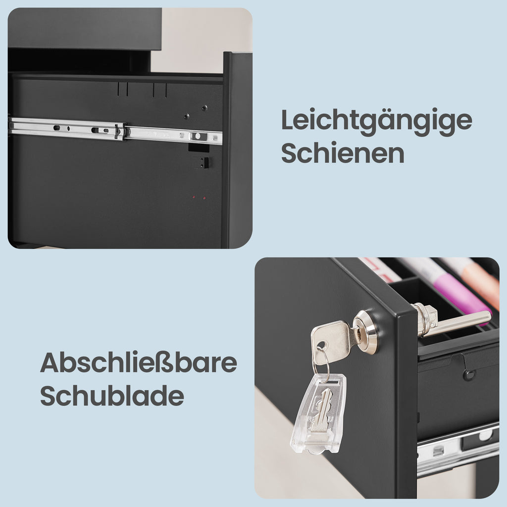 Rollcontainer, unter Schreibtisch, mit 3 Schublade