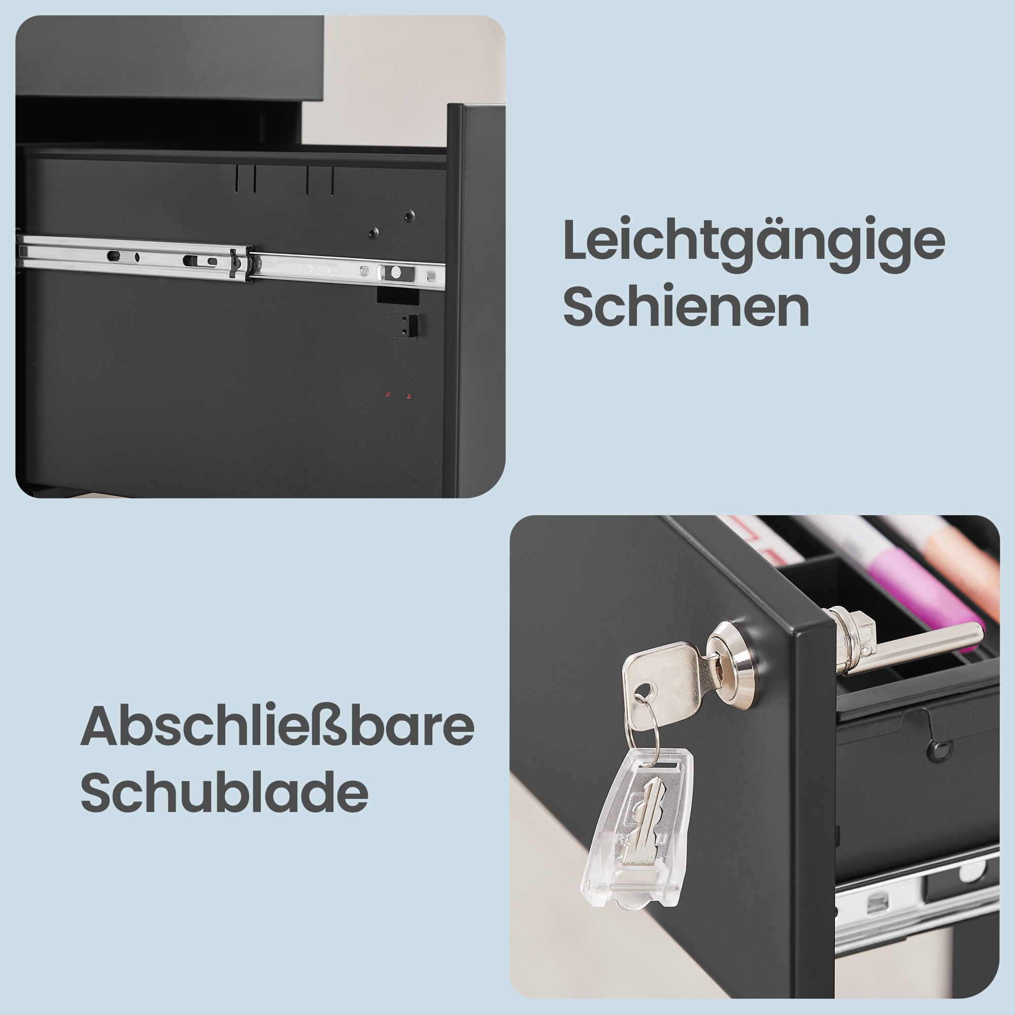 Rollcontainer, unter Schreibtisch, mit 3 Schublade