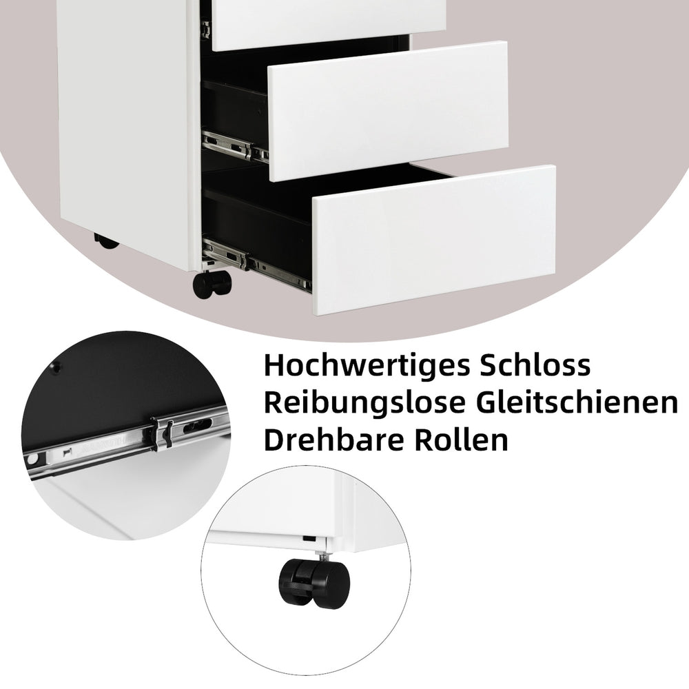 SONGMICS Rollcontainer, Aktenschrank mit 3 Schubladen, vormontiert