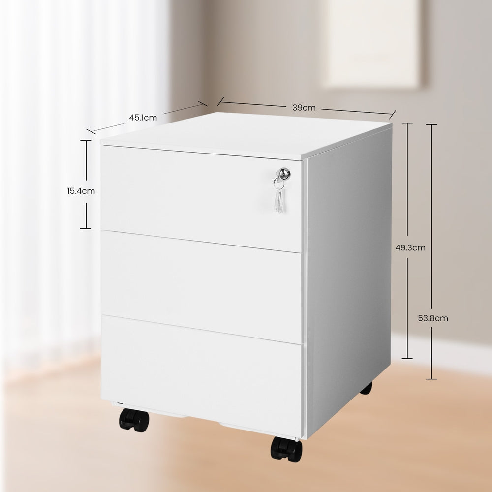 SONGMICS Rollcontainer, Aktenschrank mit 3 Schubladen, vormontiert