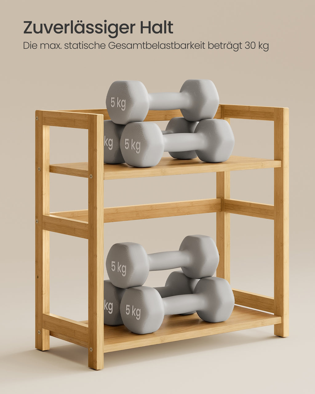Gewürzregal mit 2 Ebenen aus Bambus naturbeige