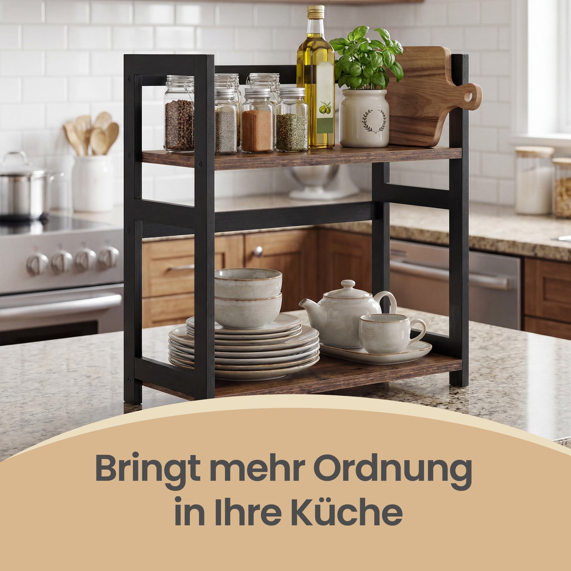 2 stöckiges Aufbewahrungsregal, Küchenregal, für Arbeitsplatte