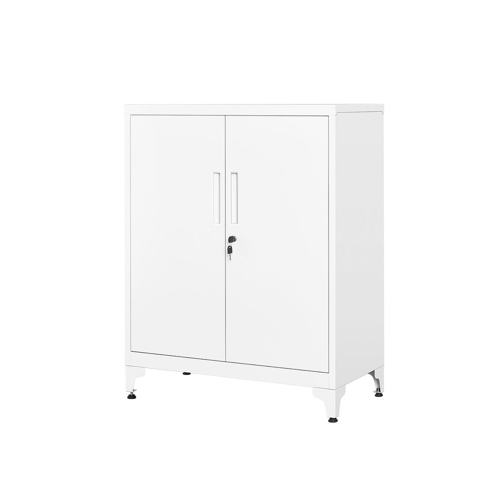 Aktenschrank abschließbar mit 2 Türen 40 x 80 x 90 cm mattweiß
