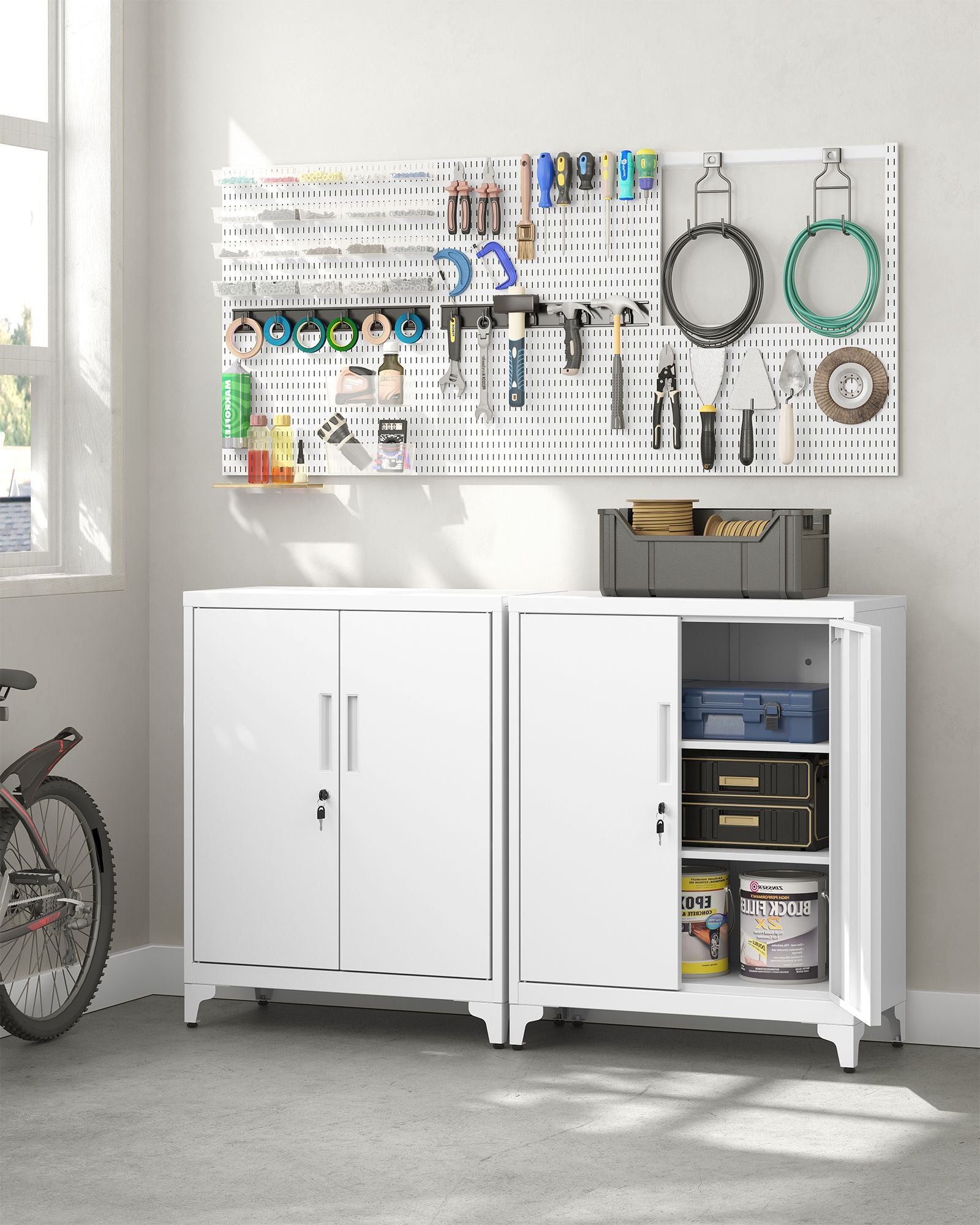 Aktenschrank abschließbar mit 2 Türen 40 x 80 x 90 cm mattweiß