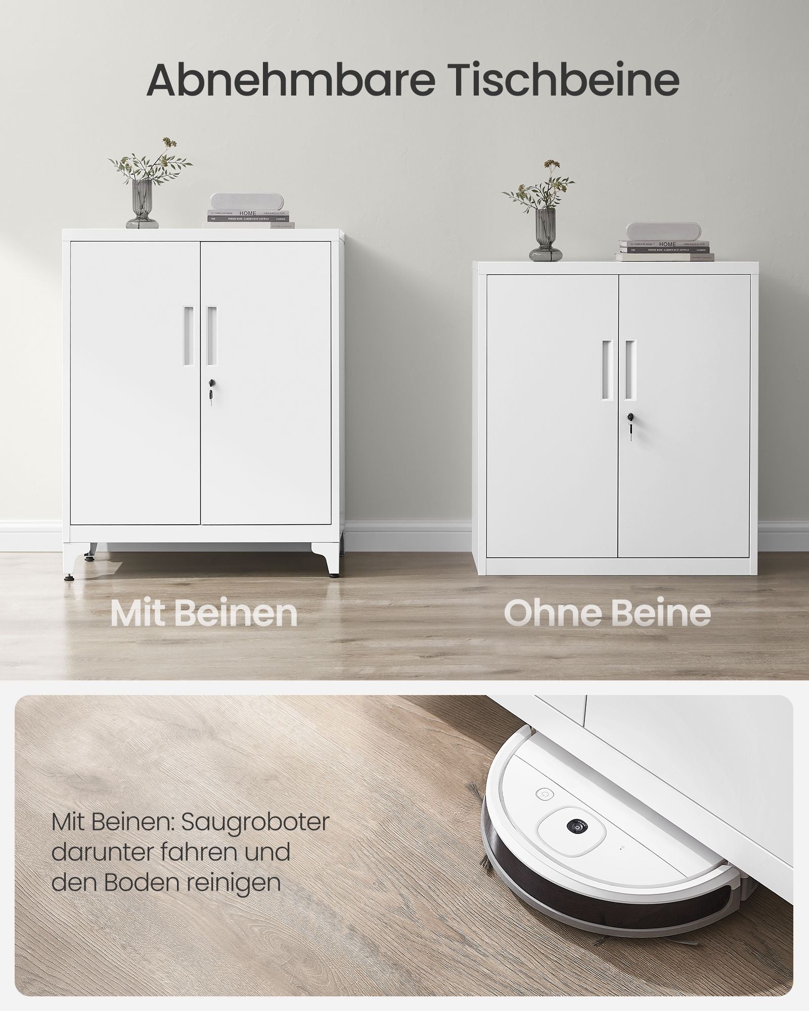 Aktenschrank abschließbar mit 2 Türen 40 x 80 x 90 cm mattweiß