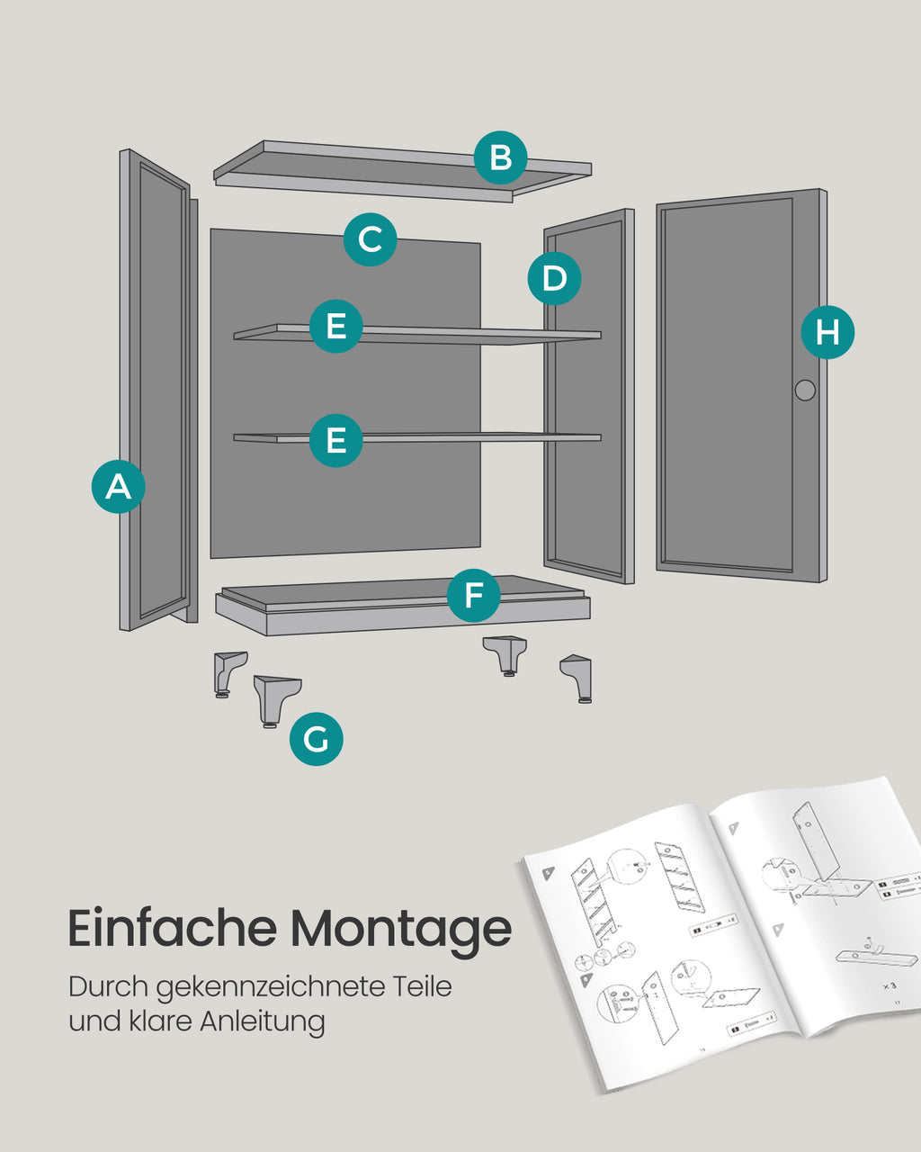 Aktenschrank abschließbar mit 2 Türen 40 x 80 x 90 cm mattweiß