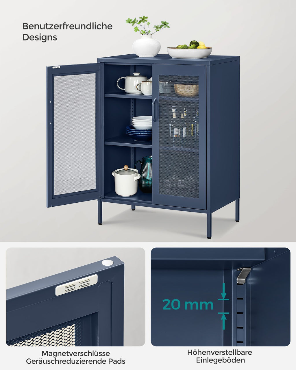 Mehrzweckschrank mit Gittertüren mitternachtsblau