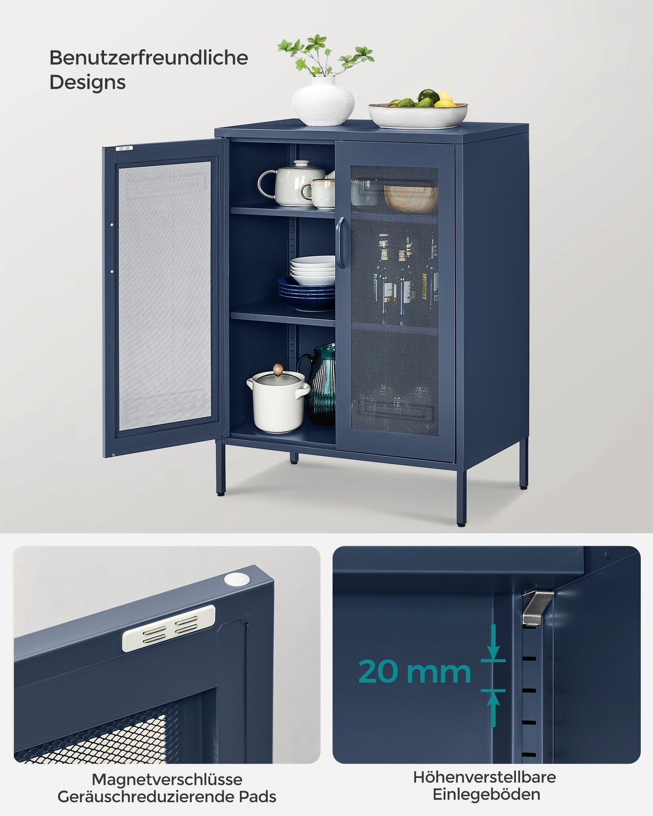 Mehrzweckschrank mit Gittertüren mitternachtsblau
