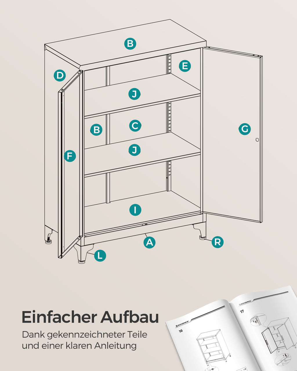 Aktenschrank mit 2 Türen aus Stahl