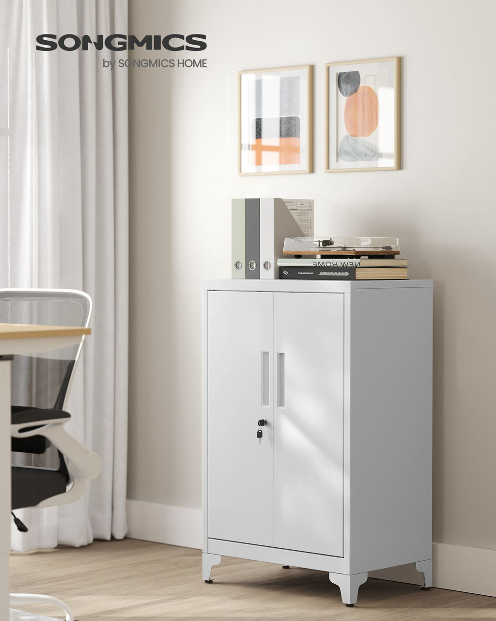 Aktenschrank abschließbar mit 2 Türen 40 x 60 x 90 cm mattgrau