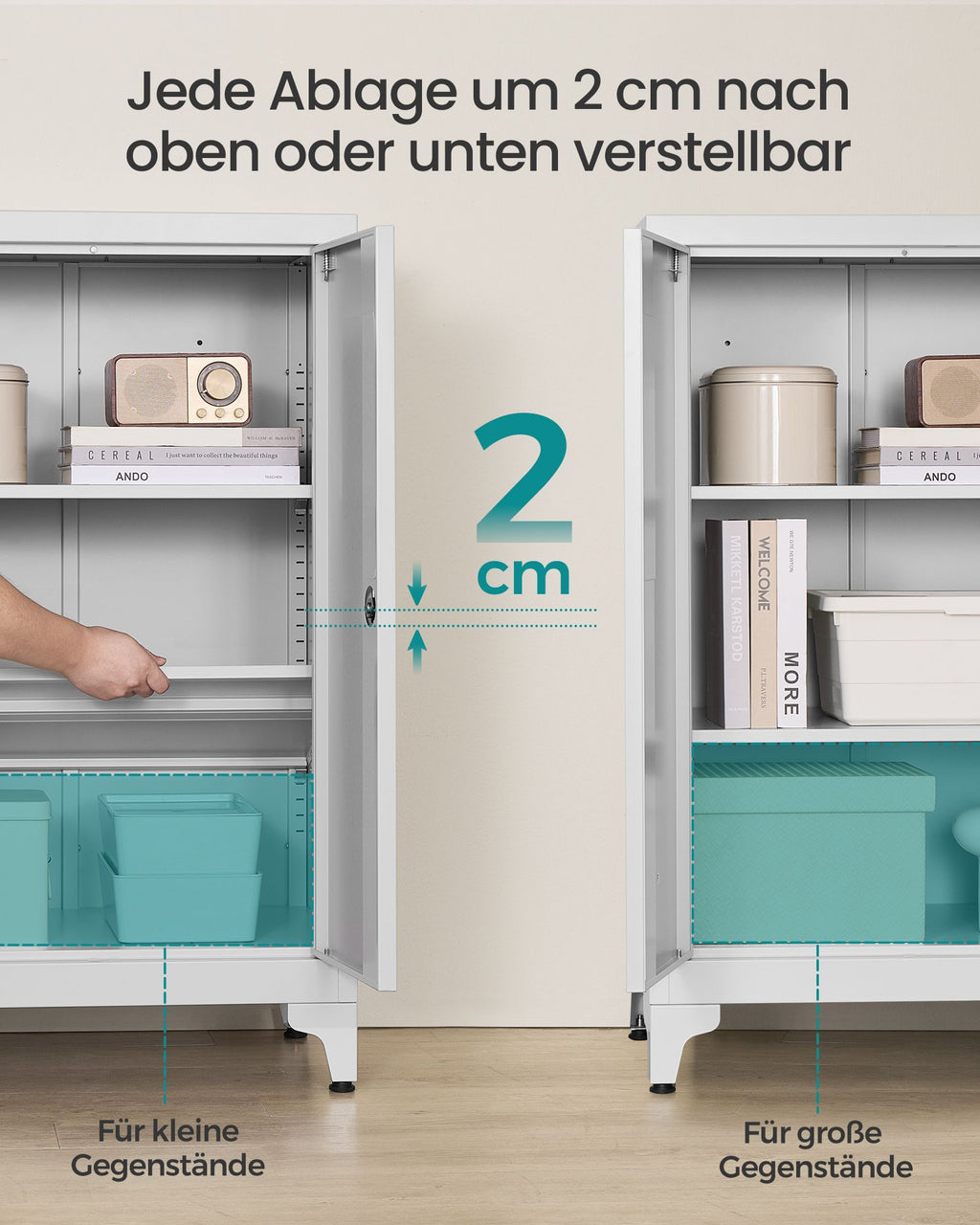 Aktenschrank abschließbar mit 2 Türen 40 x 60 x 90 cm mattgrau