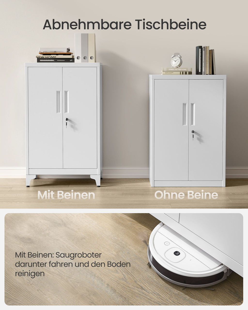 Aktenschrank abschließbar mit 2 Türen 40 x 60 x 90 cm mattgrau