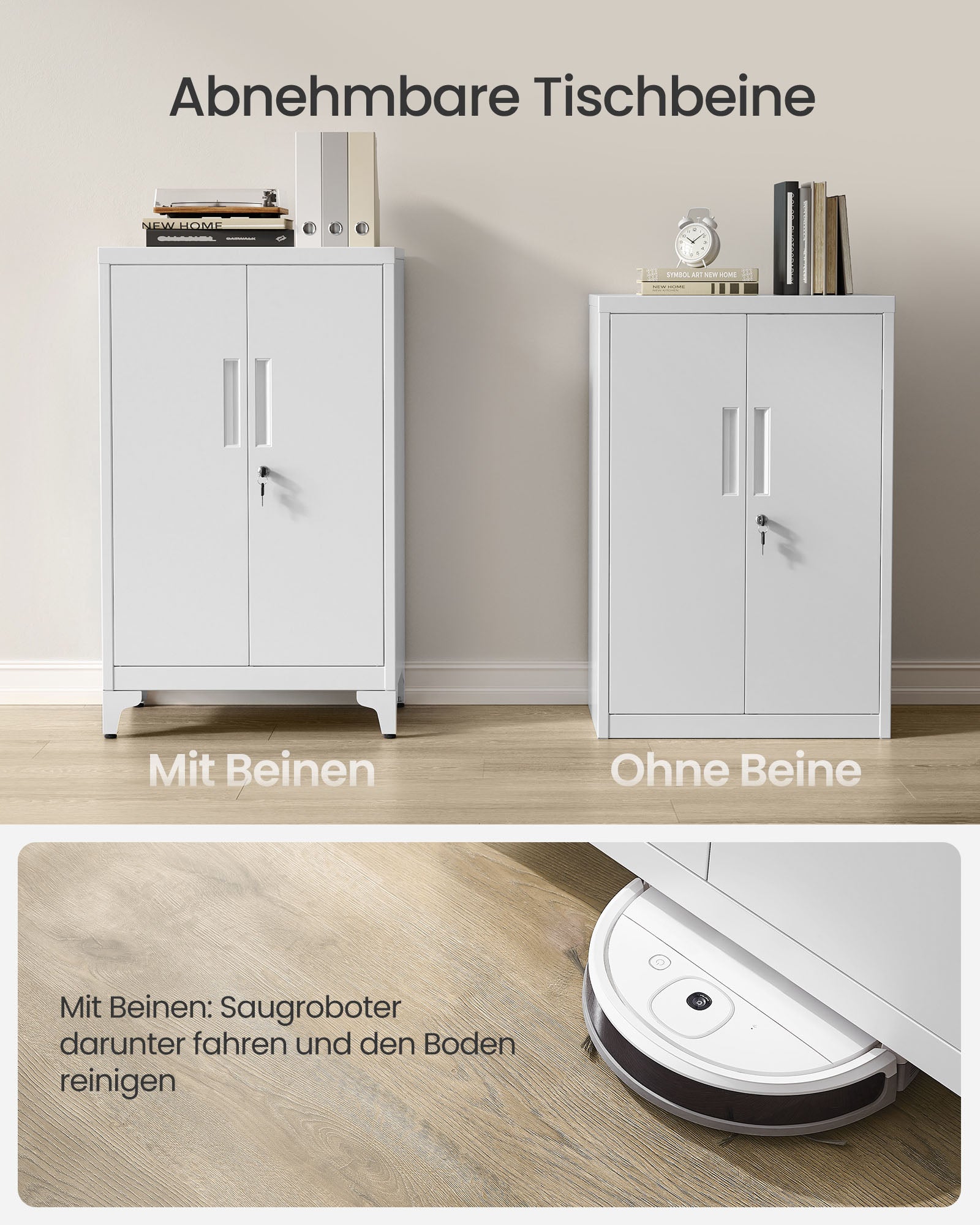 Aktenschrank abschließbar mit 2 Türen 40 x 60 x 90 cm mattgrau