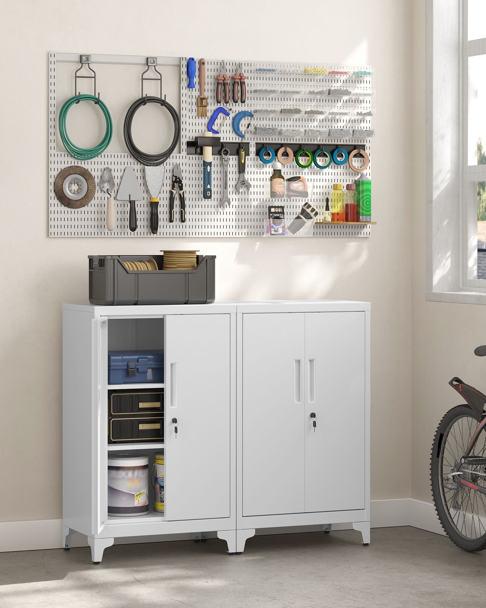 Aktenschrank abschließbar mit 2 Türen 40 x 60 x 90 cm mattgrau