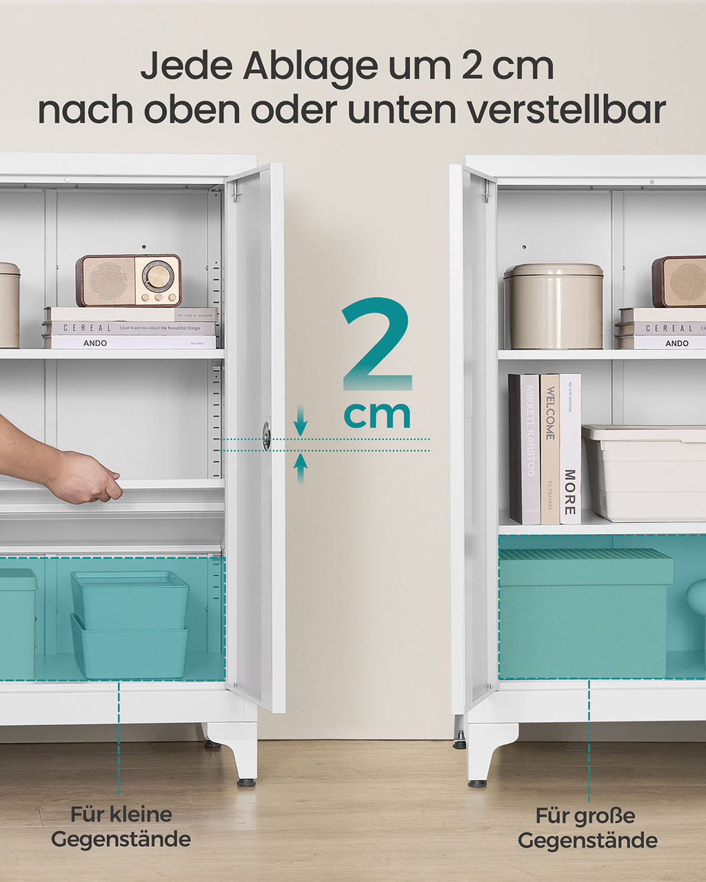 Aktenschrank abschließbar mit 2 Türen mattweiß