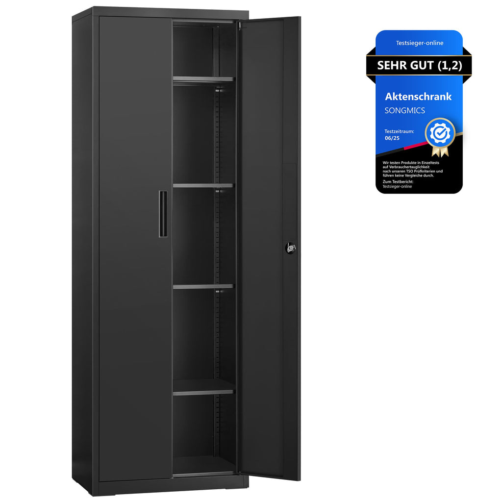 Aktenschrank mit 5 Ebenen 40 x 60 x 180 cm Mattschwarz