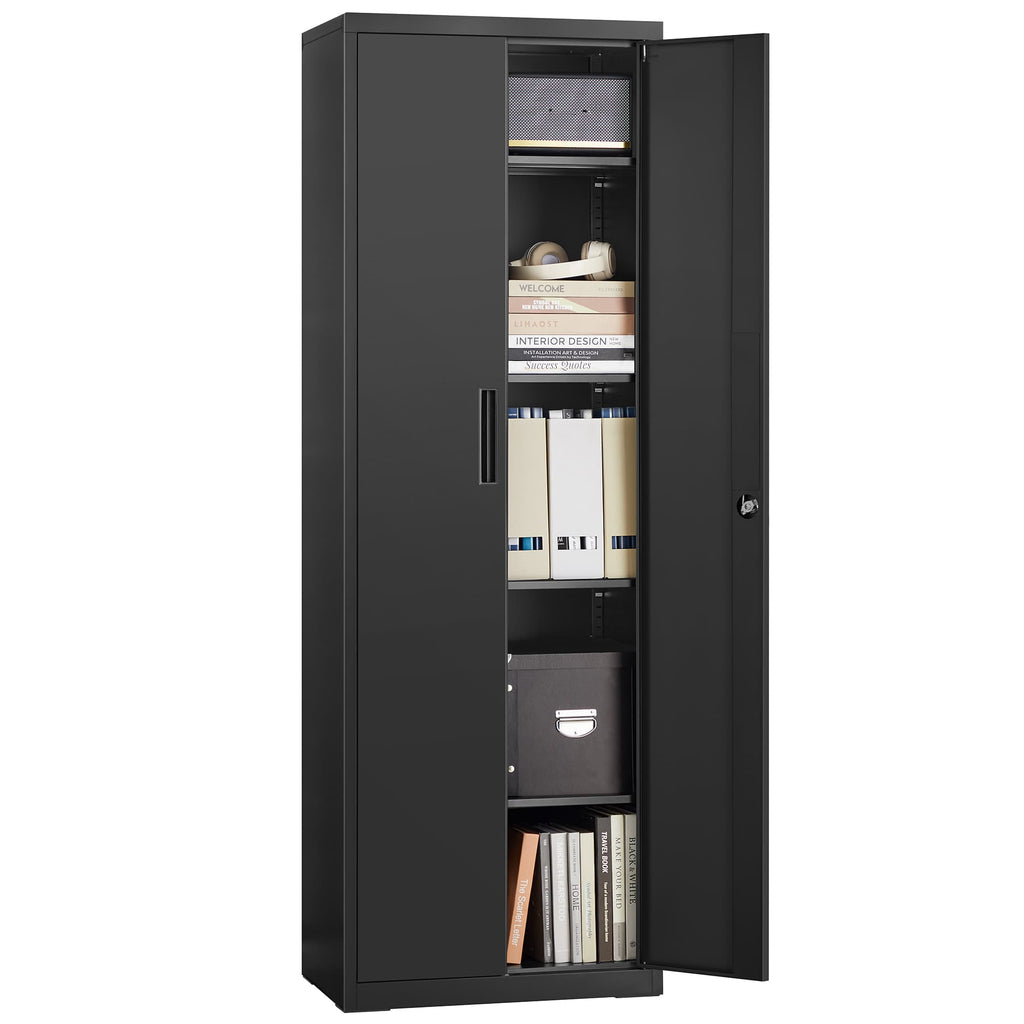 Aktenschrank mit 5 Ebenen 40 x 60 x 180 cm Mattschwarz
