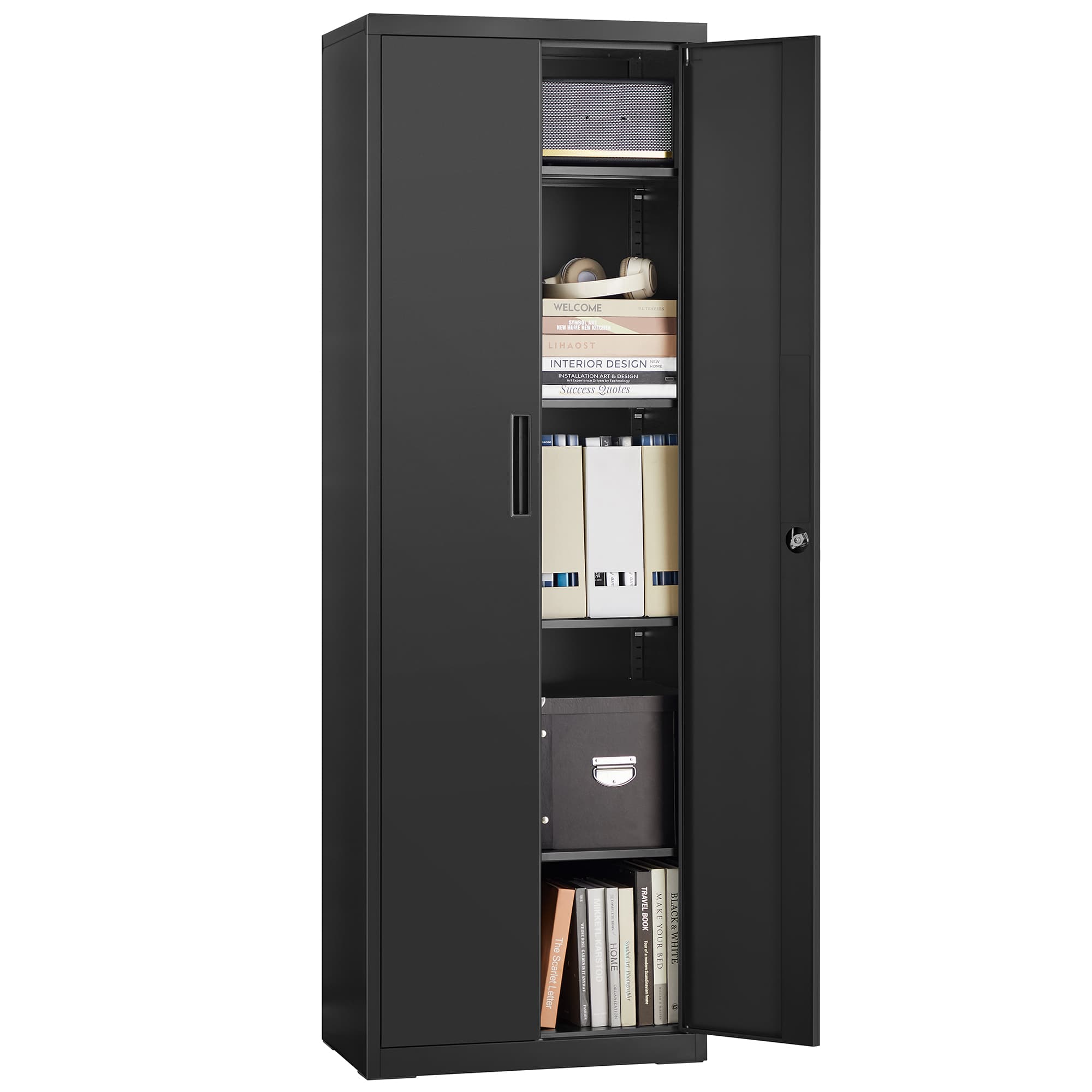 Aktenschrank mit 5 Ebenen 40 x 60 x 180 cm Mattschwarz