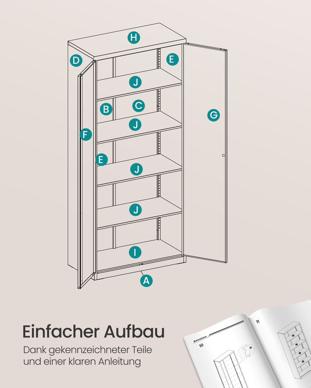 Aktenschrank mit 5 Ebenen 40 x 60 x 180 cm Mattschwarz