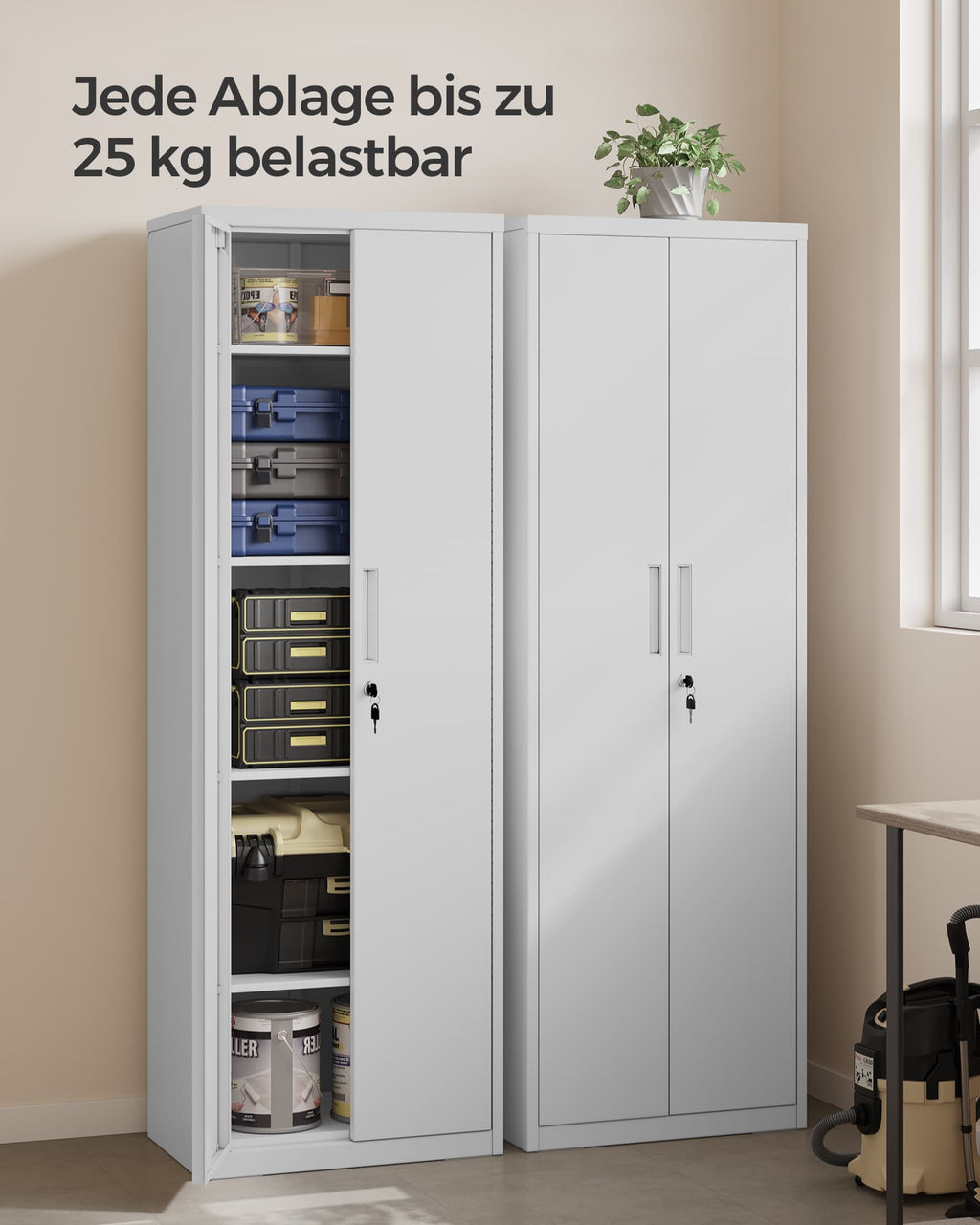 Aktenschrank mit Doppeltüren und 5 Ebenen