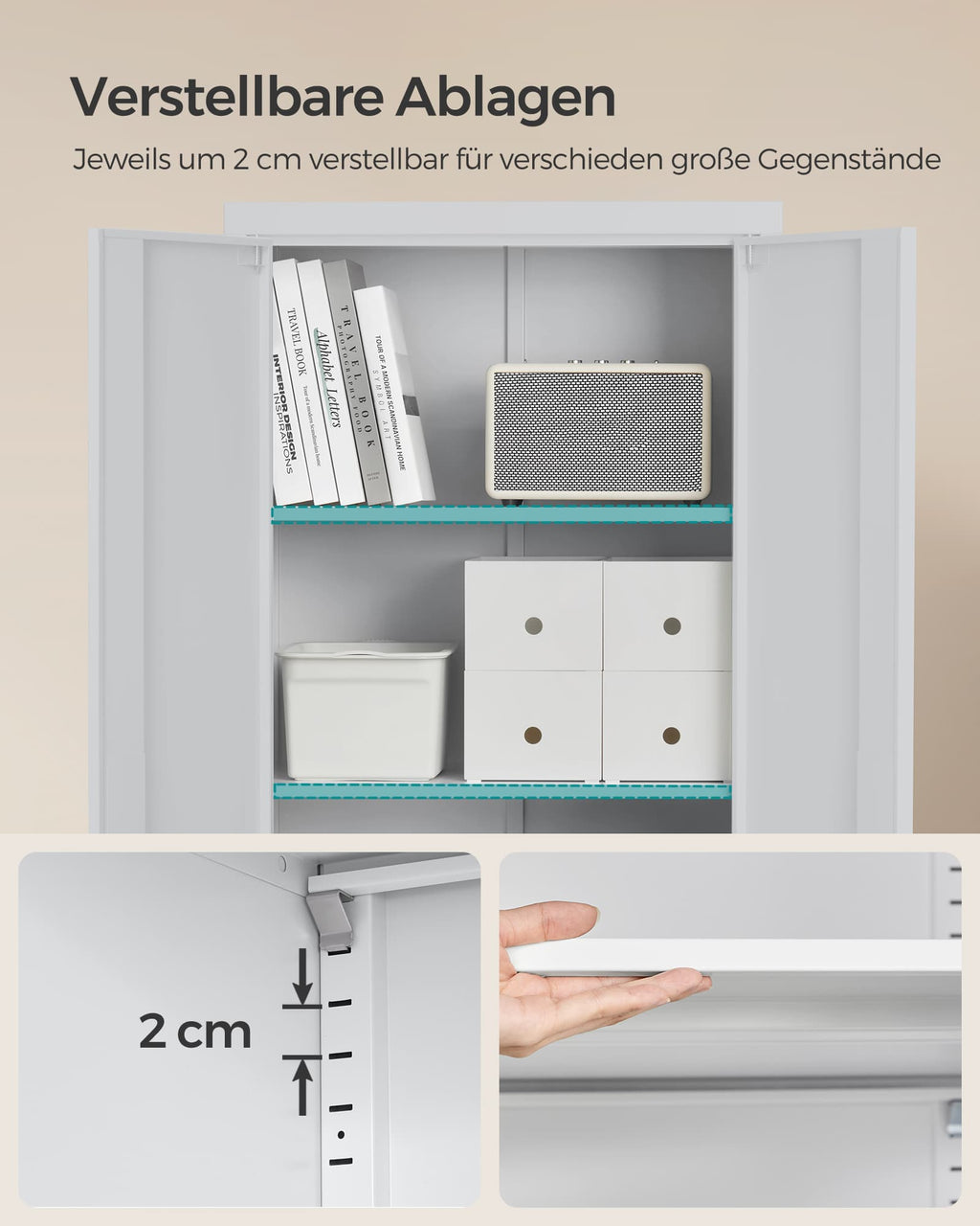 Aktenschrank mit Doppeltüren und 5 Ebenen