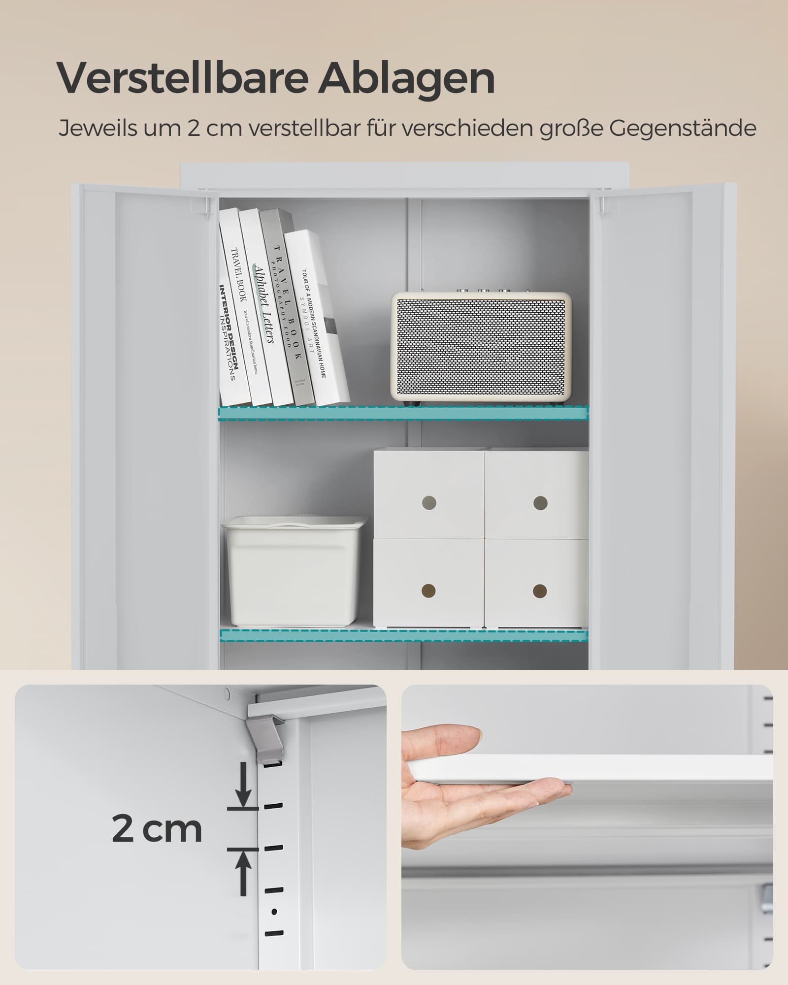 Aktenschrank mit Doppeltüren und 5 Ebenen