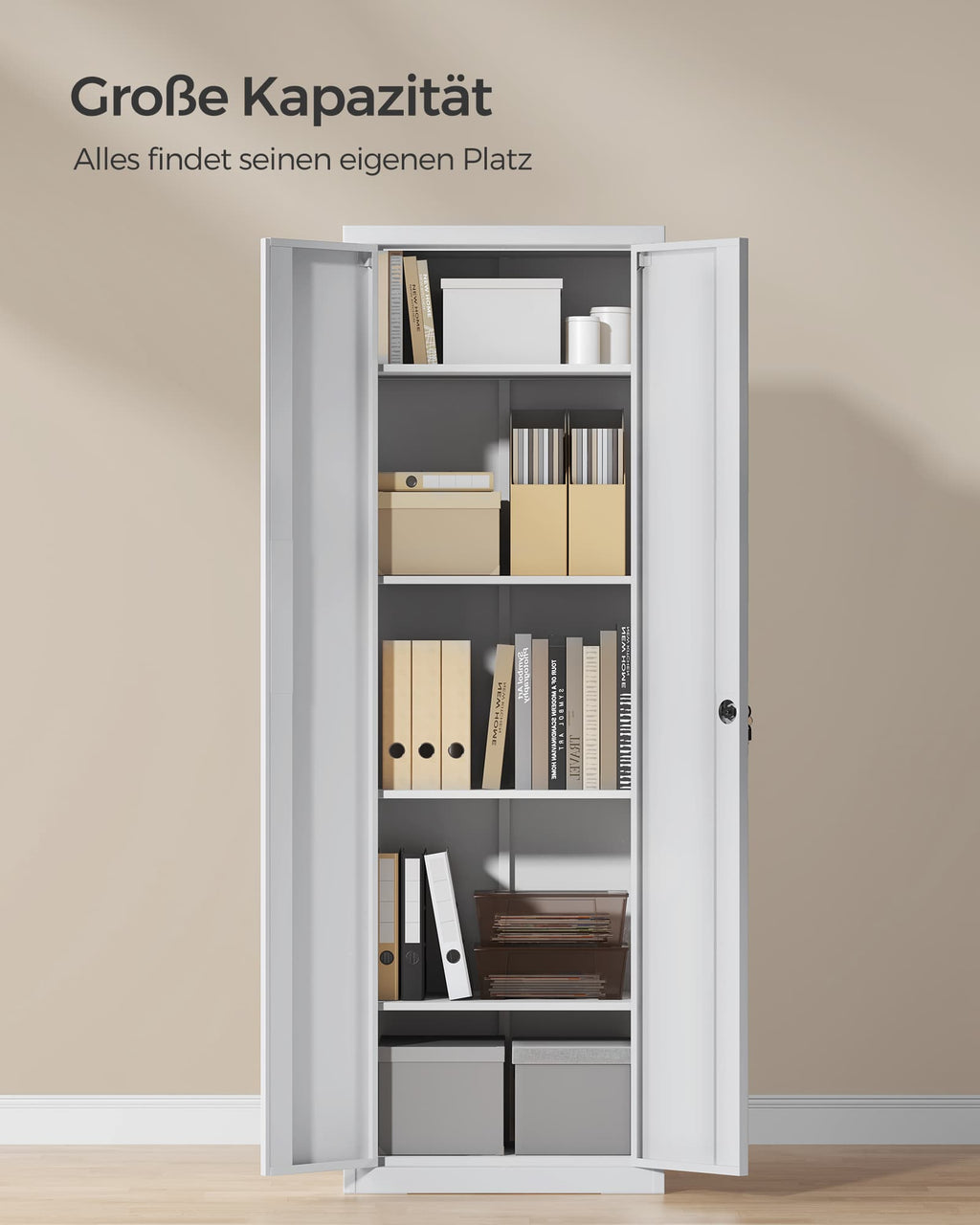 Aktenschrank mit Doppeltüren und 5 Ebenen
