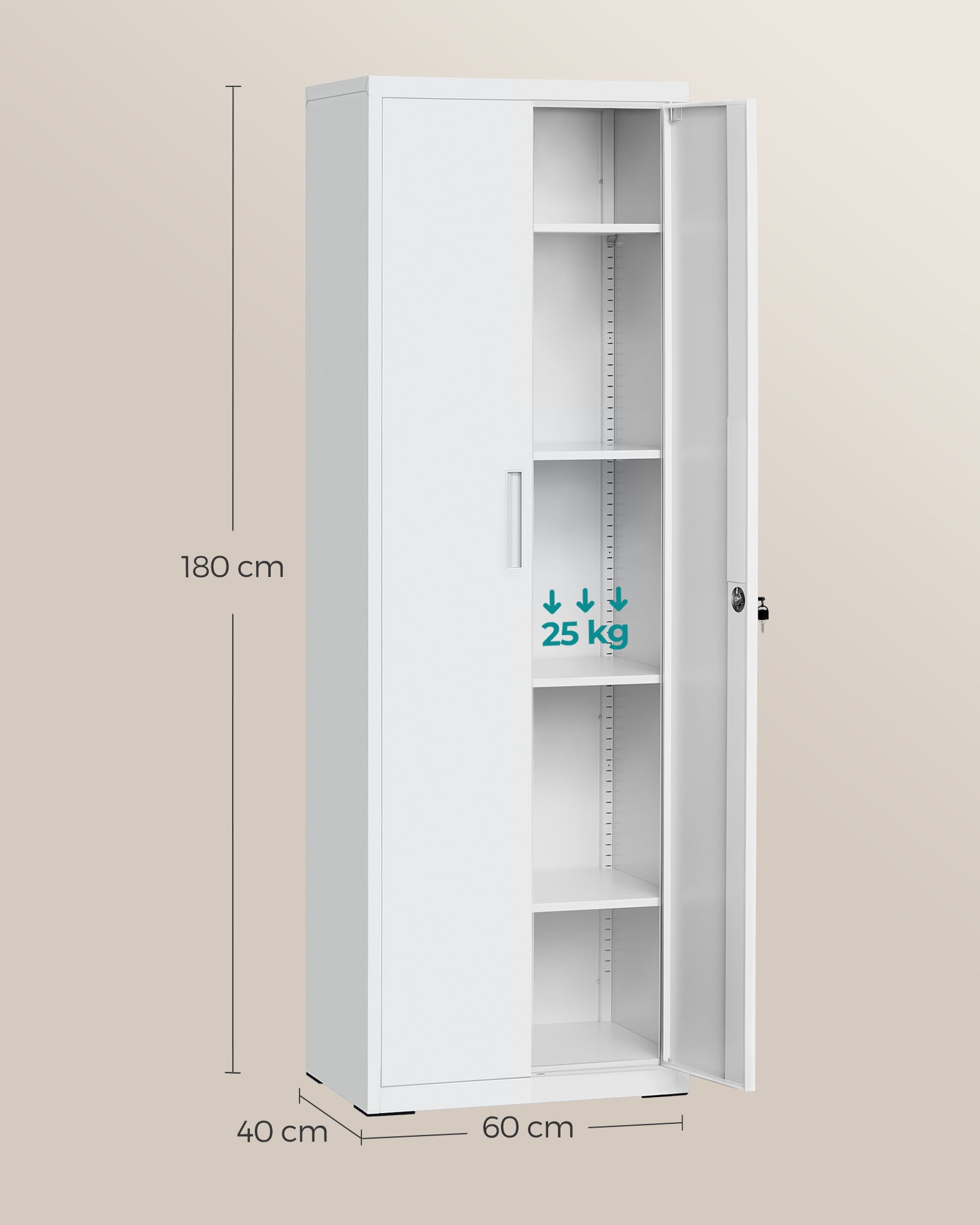 Aktenschrank mit Doppeltüren und 5 Ebenen