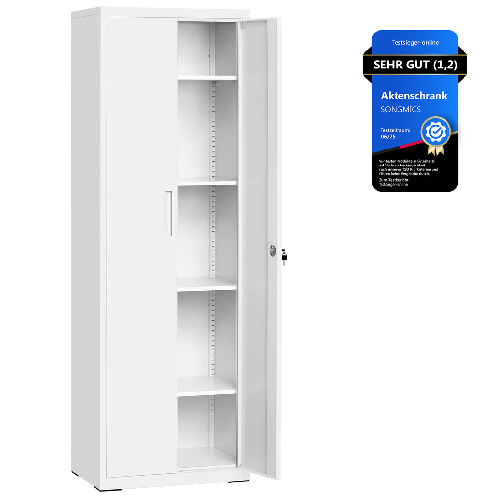 Aktenschrank mit 5 Ebenen 40 x 60 x 180 cm mattweiß