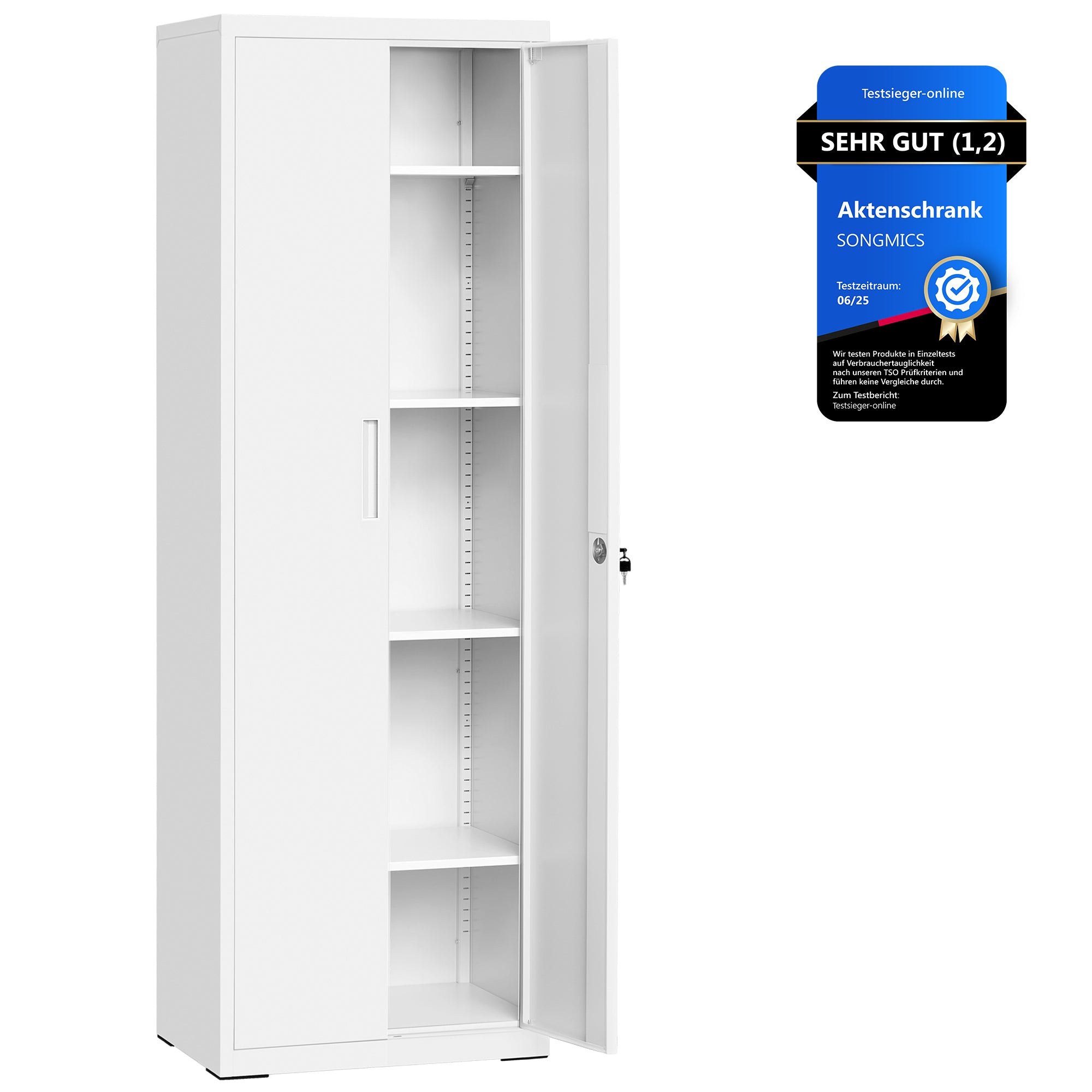 Aktenschrank mit 5 Ebenen 40 x 60 x 180 cm mattweiß
