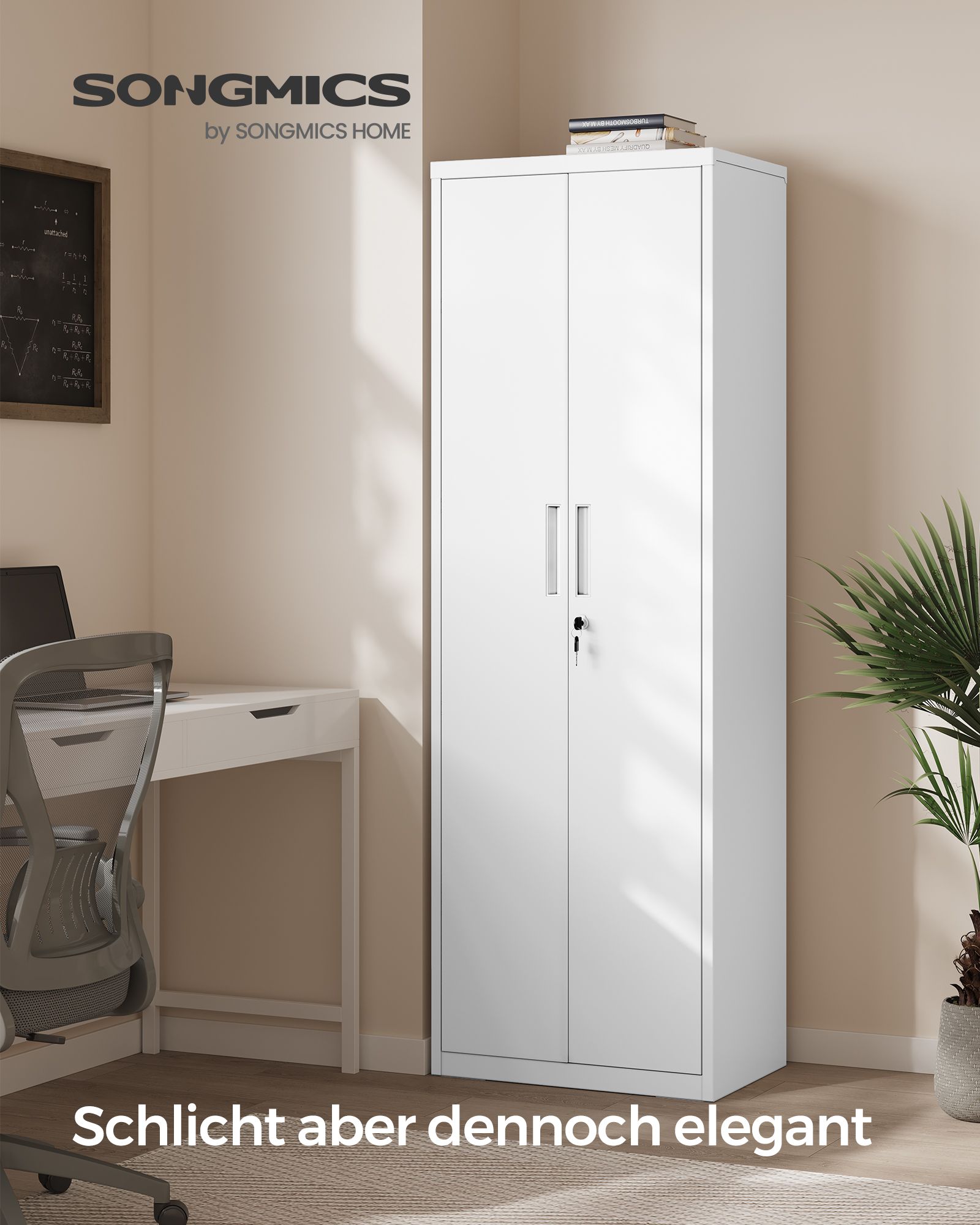 Aktenschrank mit 5 Ebenen 40 x 60 x 180 cm mattweiß
