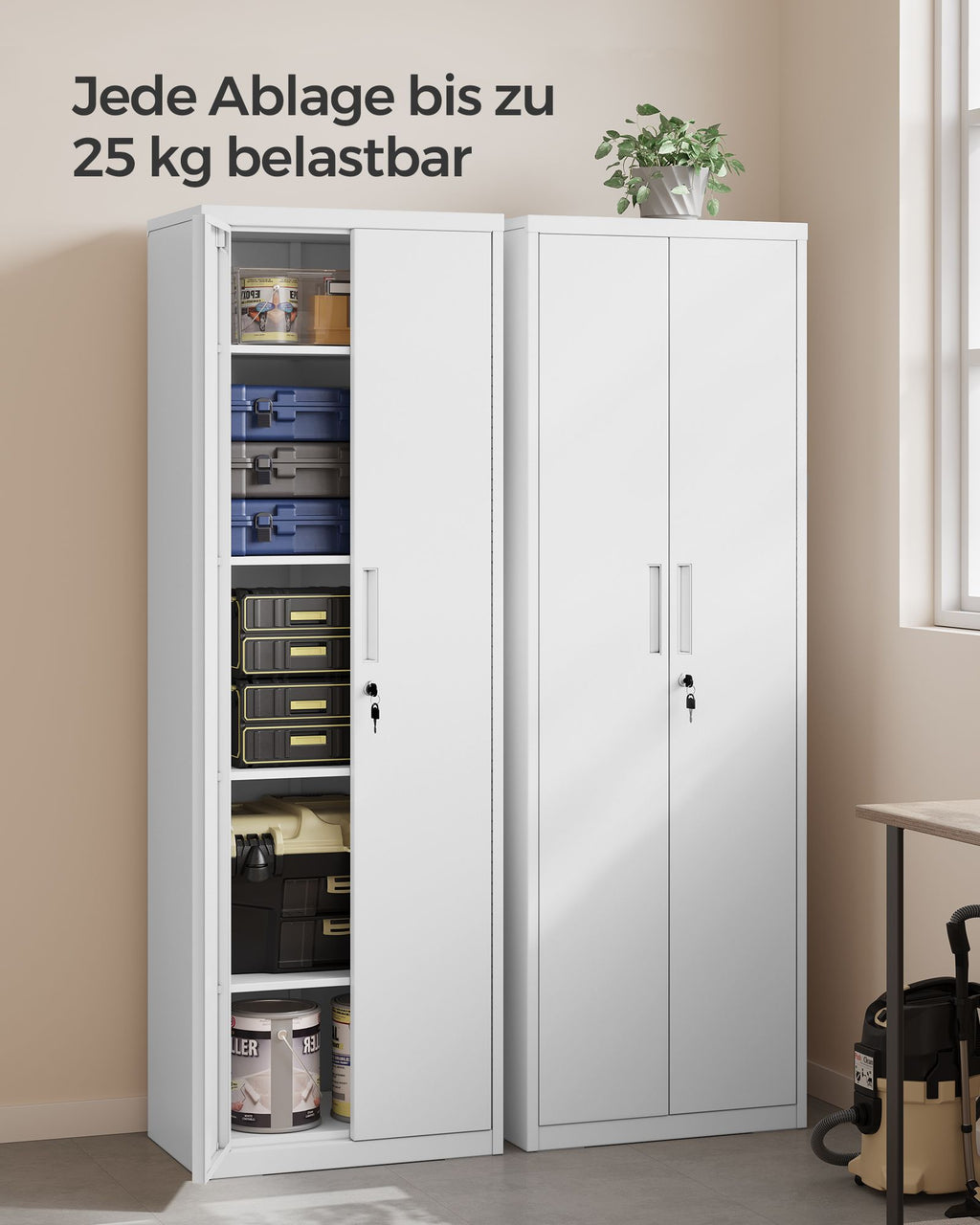 Aktenschrank mit 5 Ebenen 40 x 60 x 180 cm mattweiß